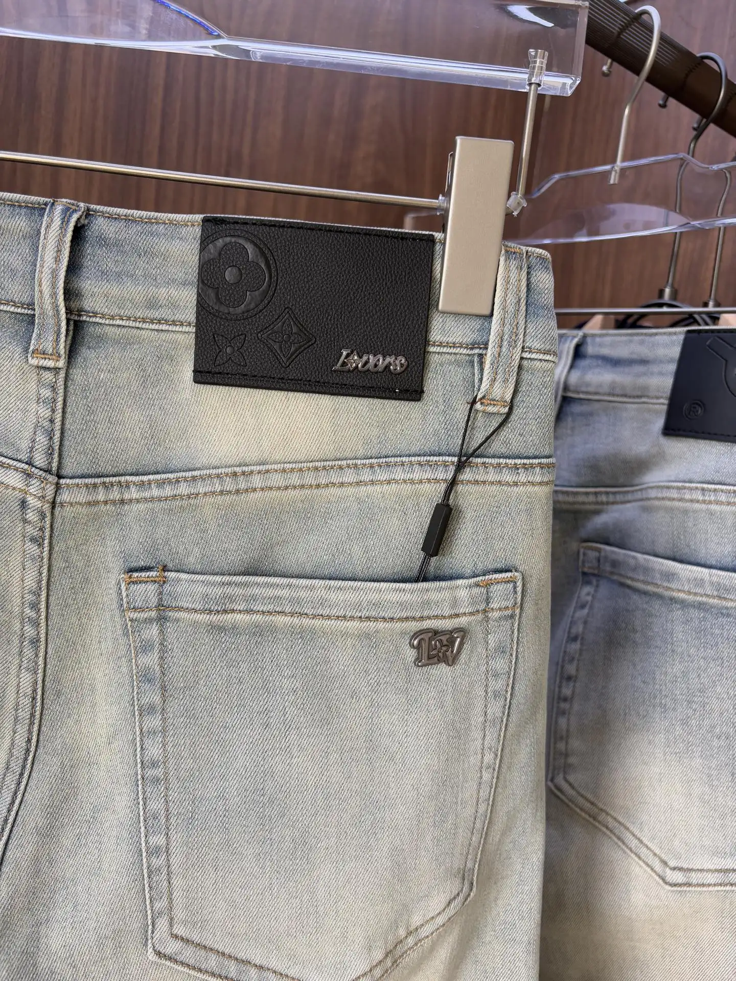 Monogram Leather Patch Slim-Fit Jeans D19019077 — view 8