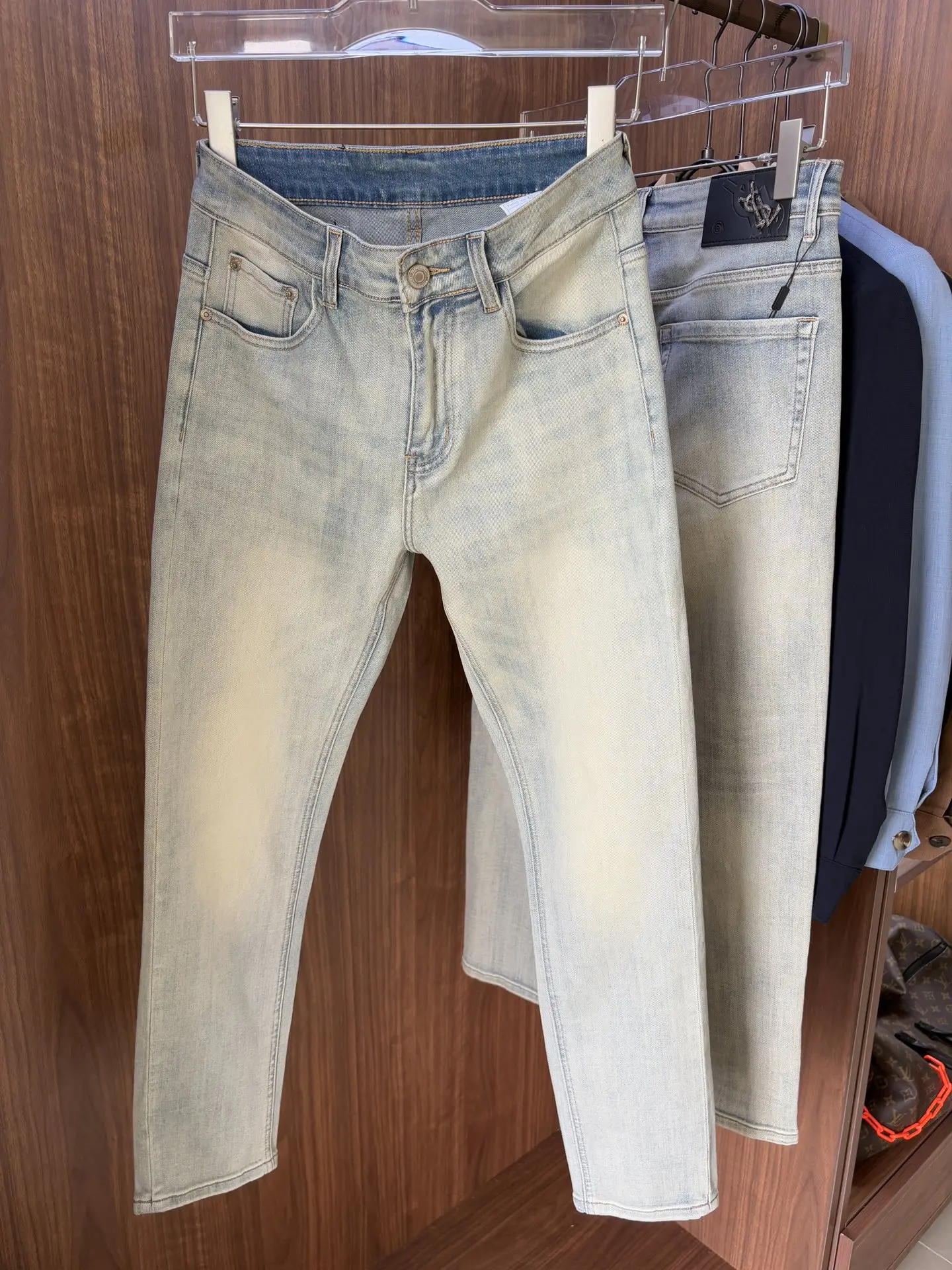 Monogram Leather Patch Slim-Fit Jeans D19019077 — view 9