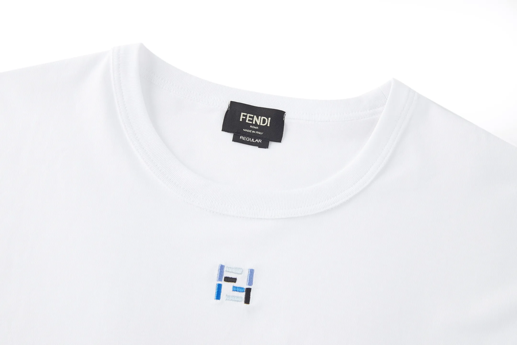 FF Logo Embroidered Layered Cotton T-Shirt D19022379 — view 3