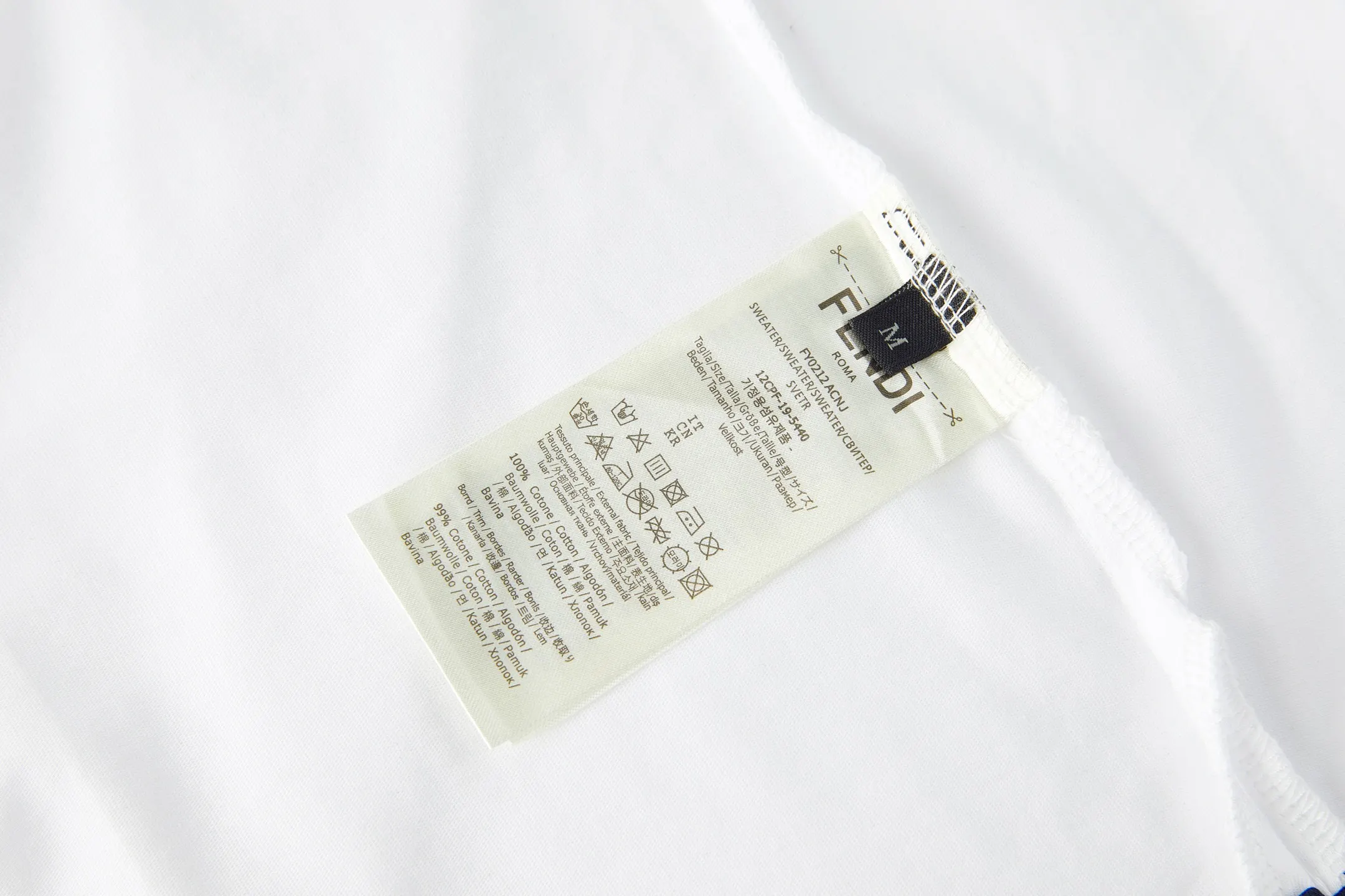 FF Logo Embroidered Layered Cotton T-Shirt D19022379 — view 9