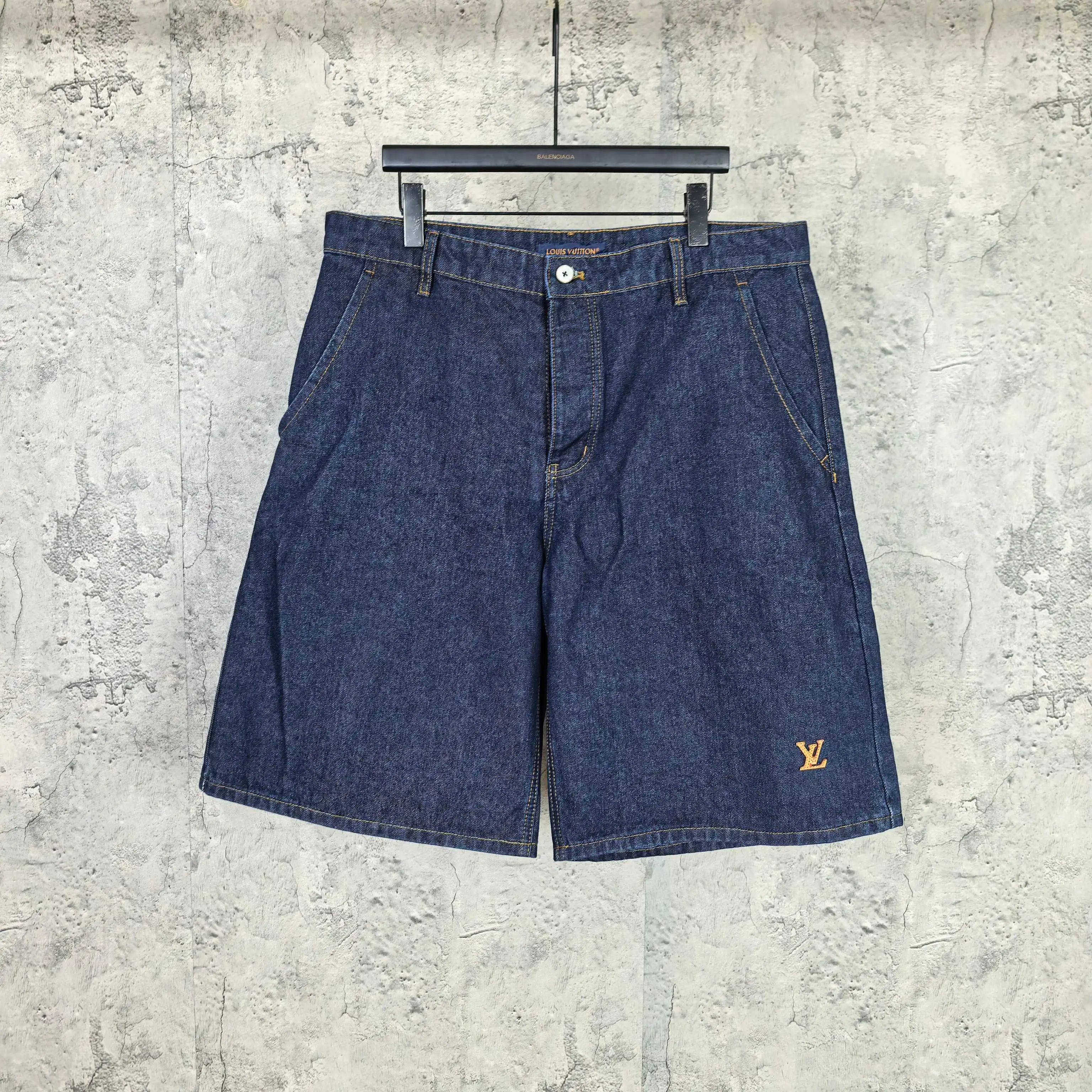 Logo-Embroidered Washed Denim Shorts D19024505
