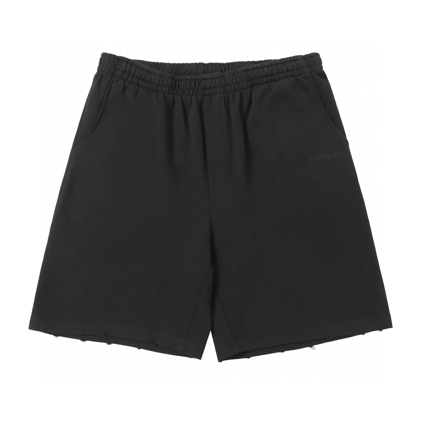 Logo-Embroidered Distressed Cotton Shorts D19013212