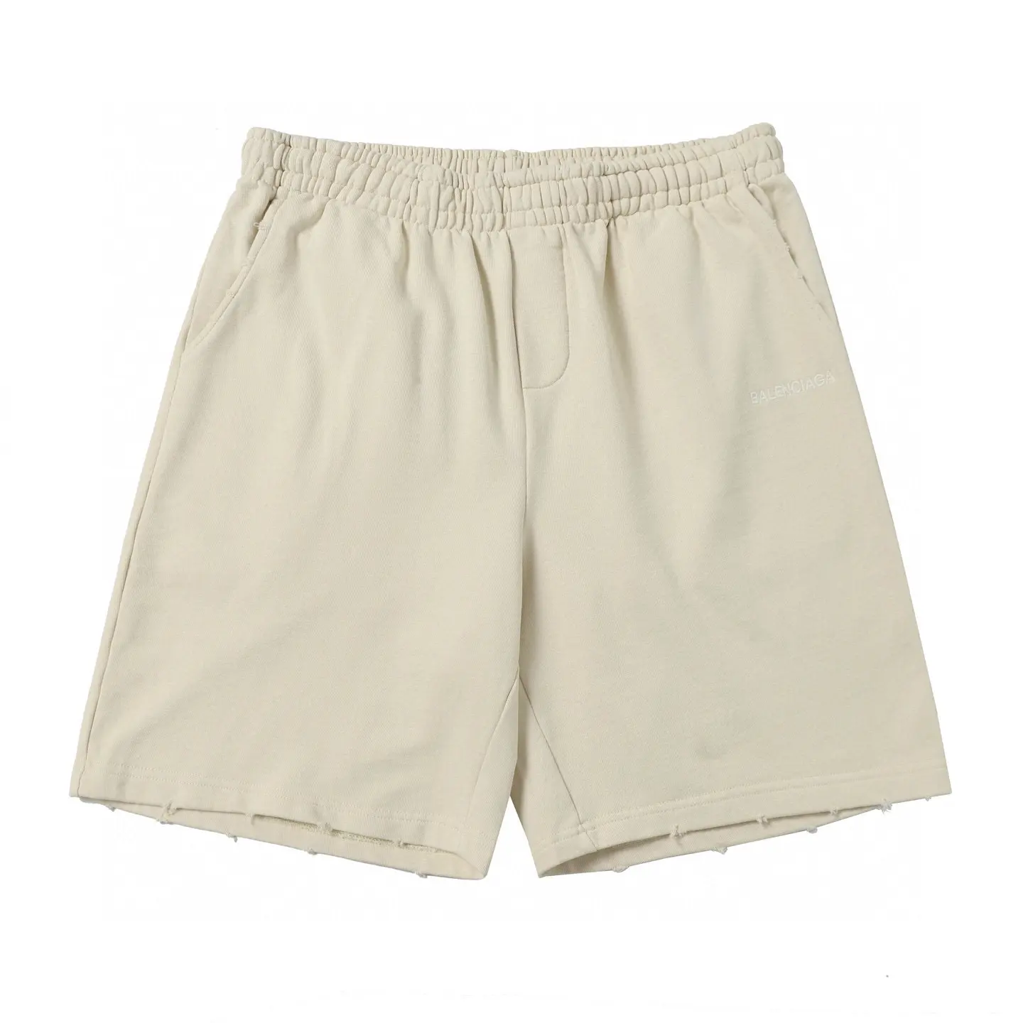Logo-Embroidered Distressed Cotton Shorts D19013211