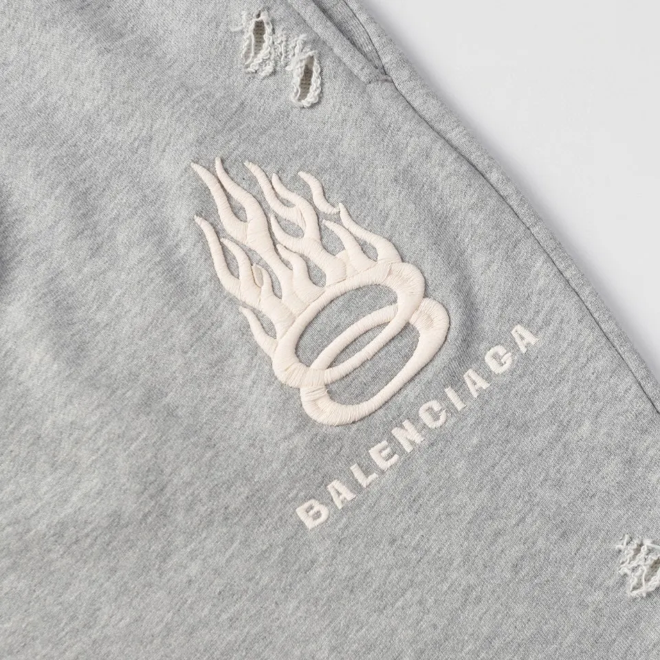 Logo-Embroidered Distressed Cotton-Jersey Shorts D19513205 — view 4