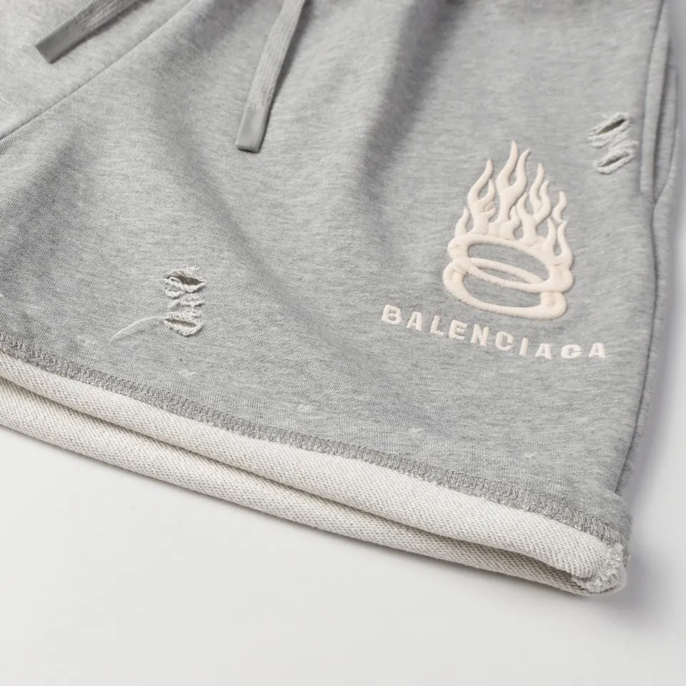 Logo-Embroidered Distressed Cotton-Jersey Shorts D19513205 — view 7