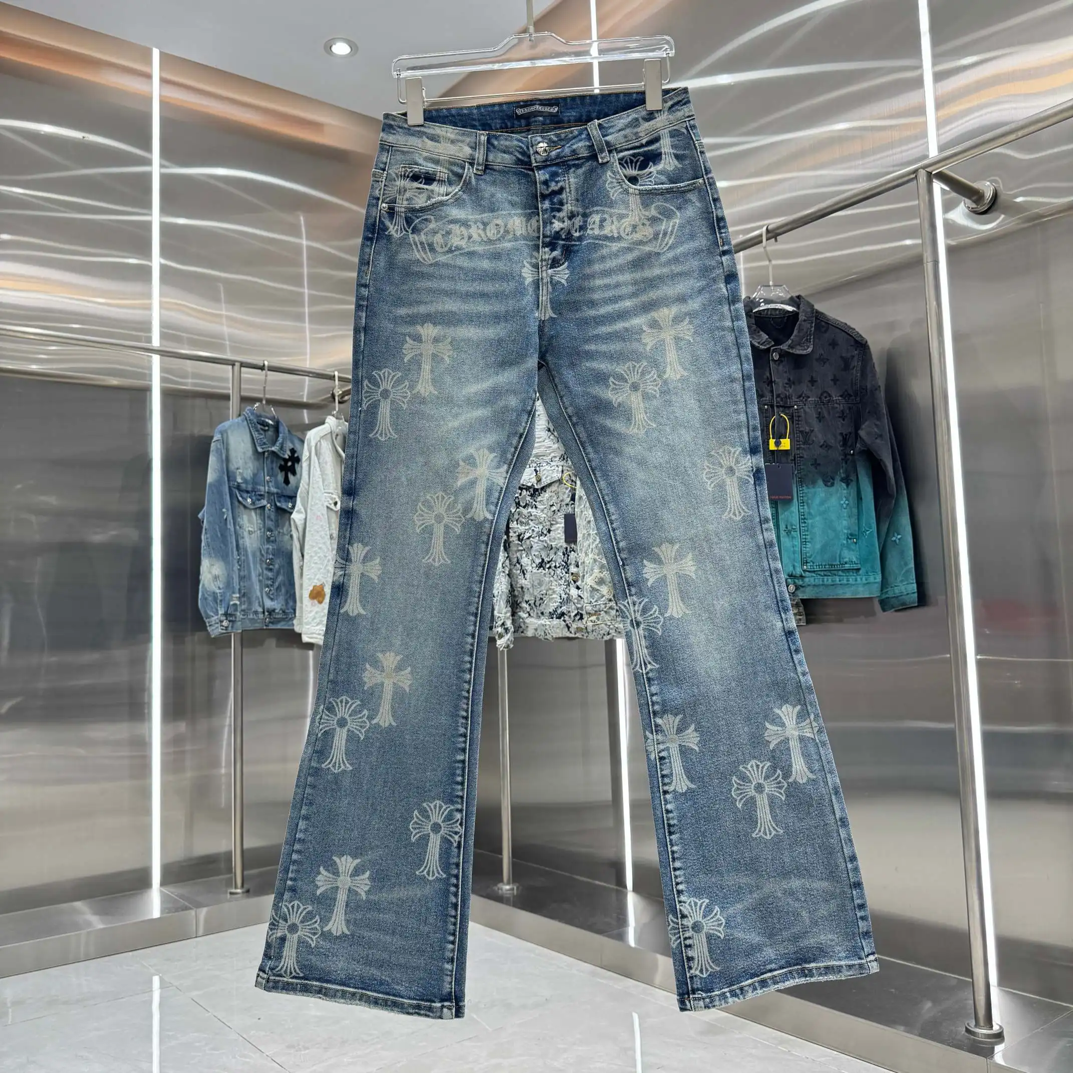 Chrome Hearts Cross-Print Flared Jeans D20019114