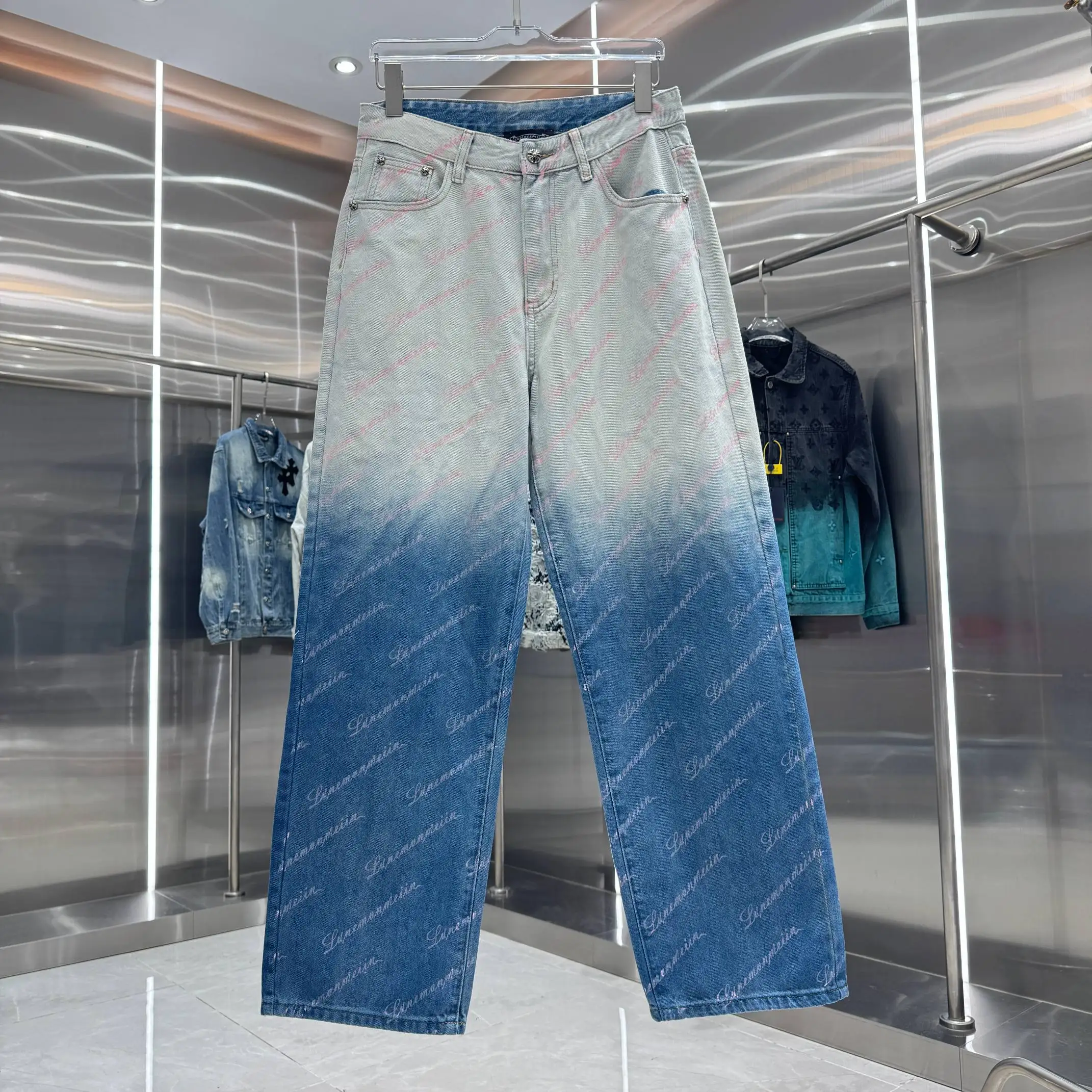 Ombré Monogram Straight-Leg Jeans D20019158