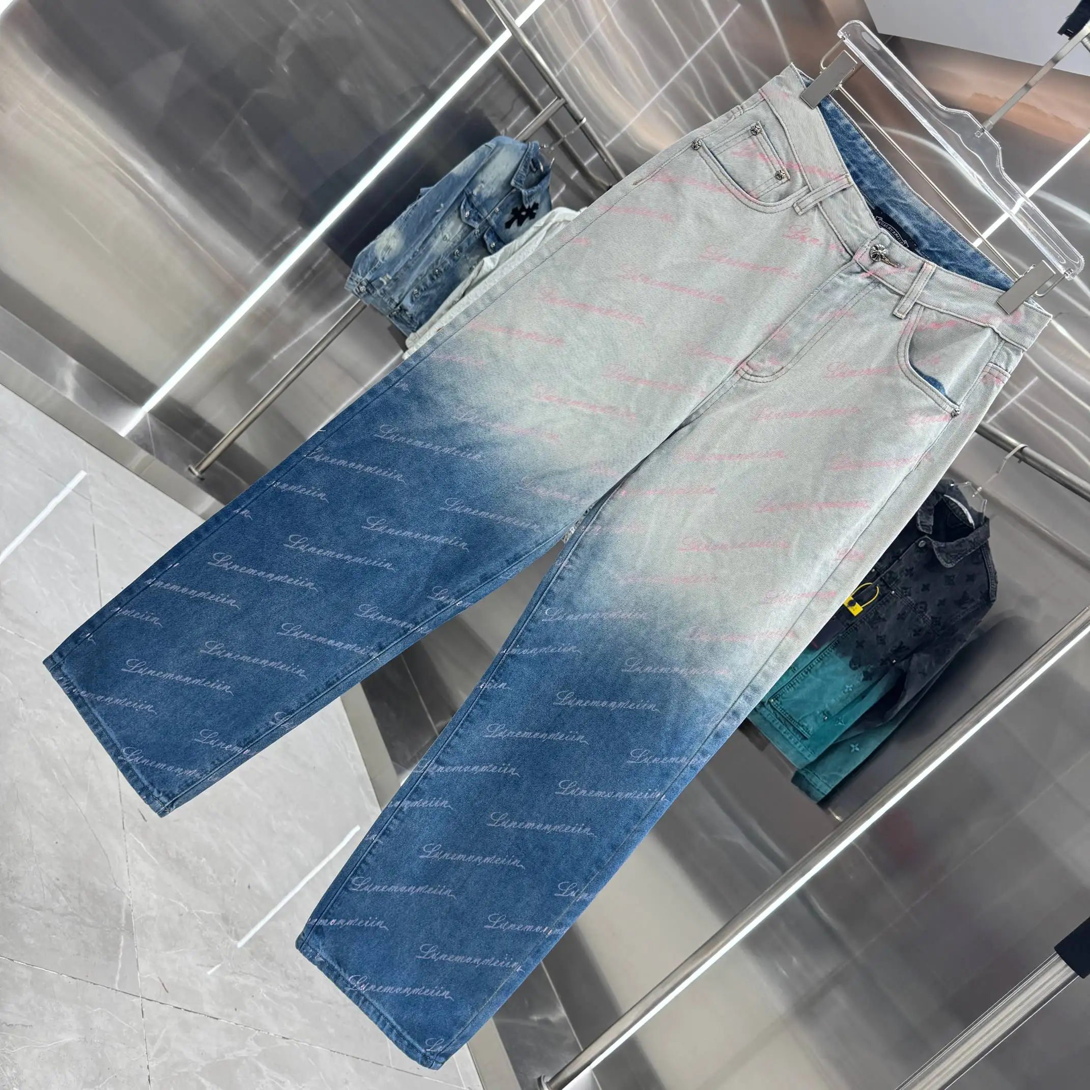 Ombré Monogram Straight-Leg Jeans D20019158 — view 3