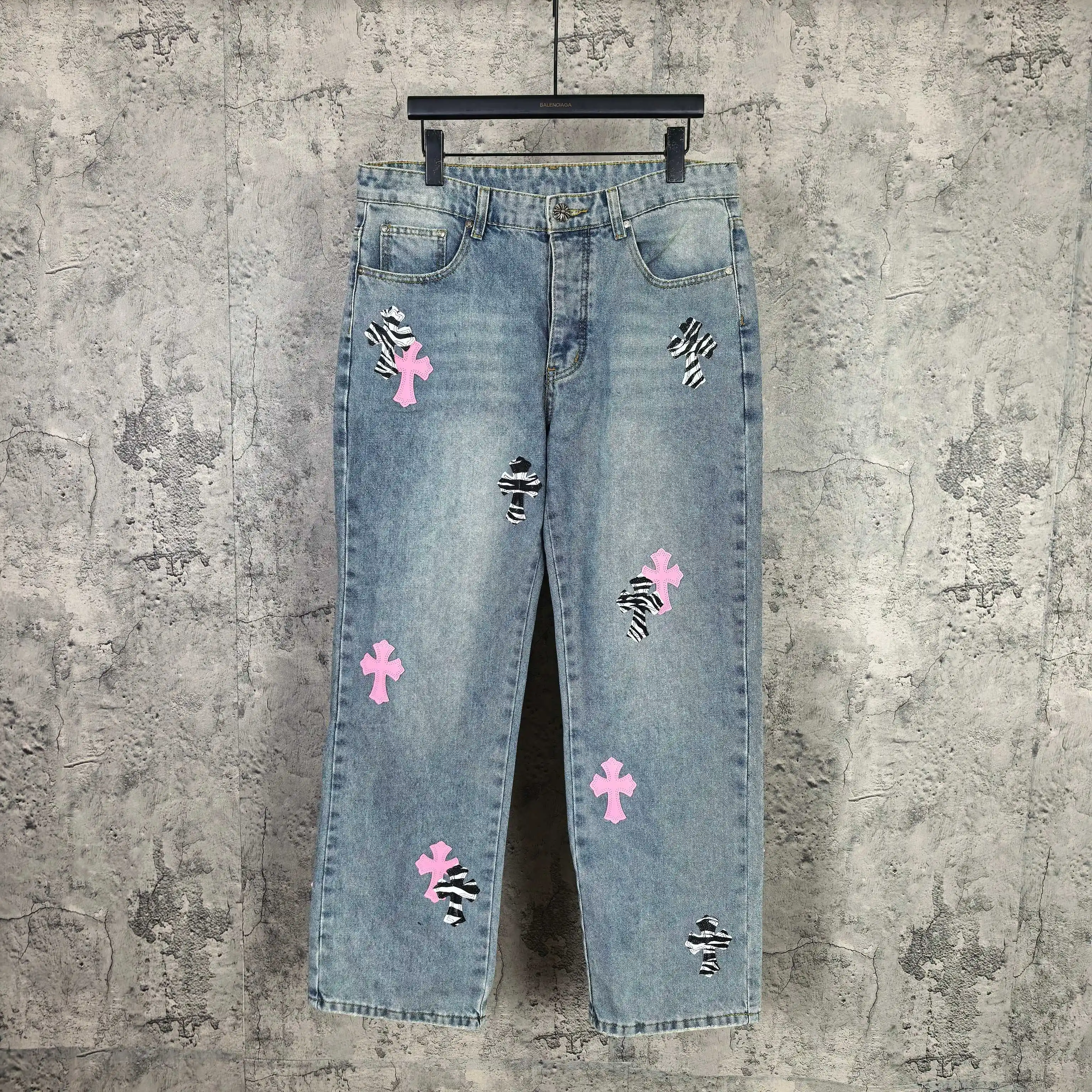 Chrome Hearts Zebra Patch Distressed Jeans D20024510