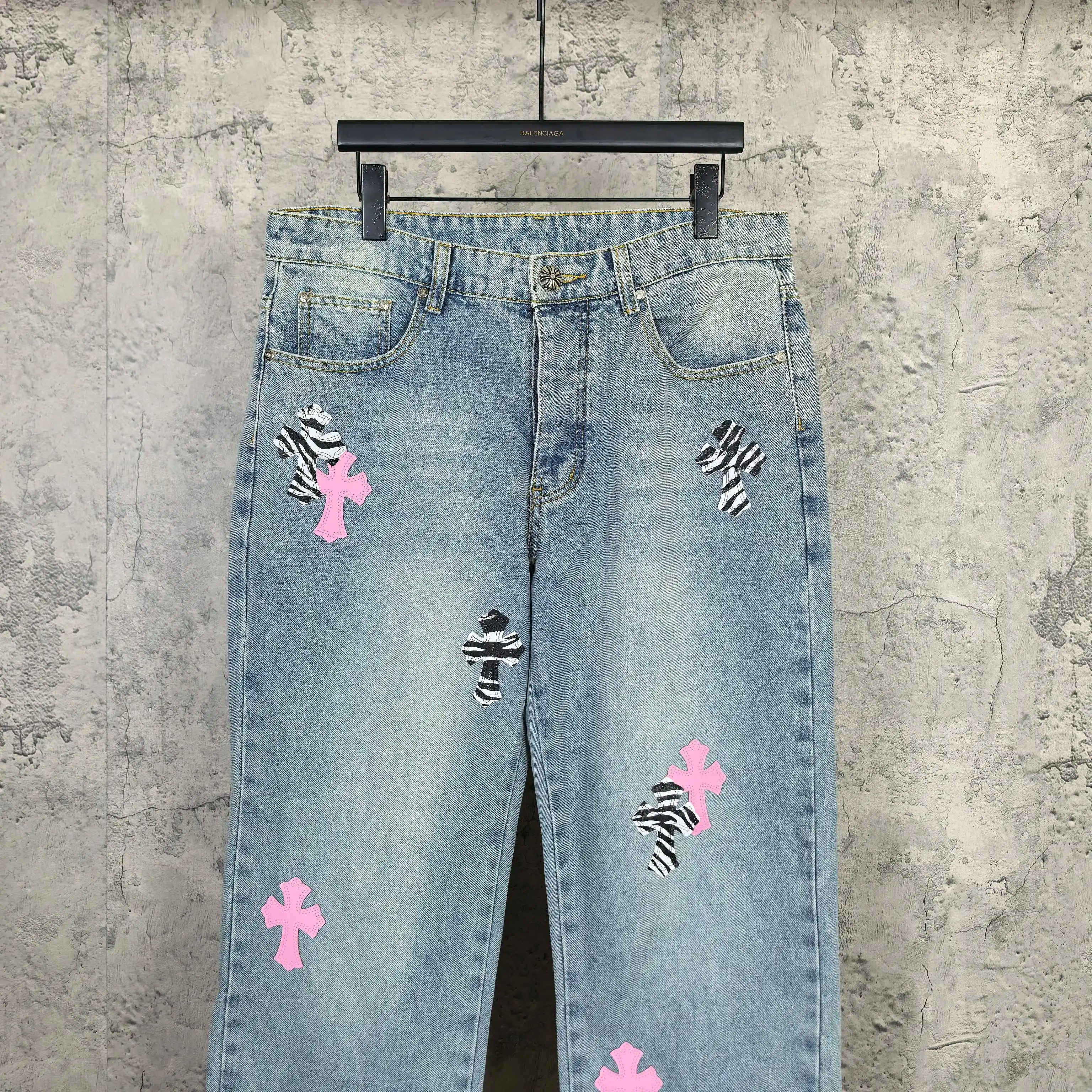 Chrome Hearts Zebra Patch Distressed Jeans D20024510 — view 3