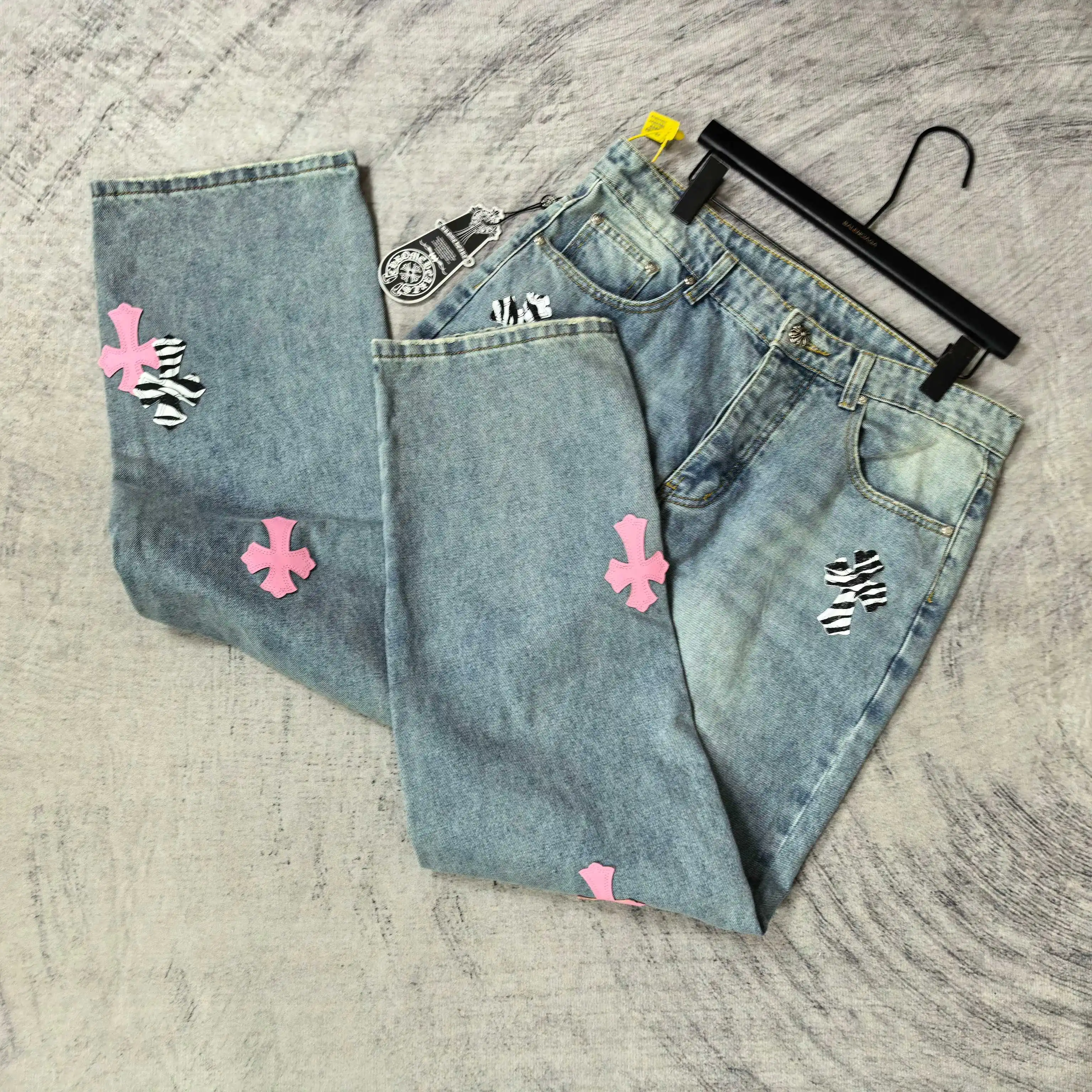 Chrome Hearts Zebra Patch Distressed Jeans D20024510 — view 4