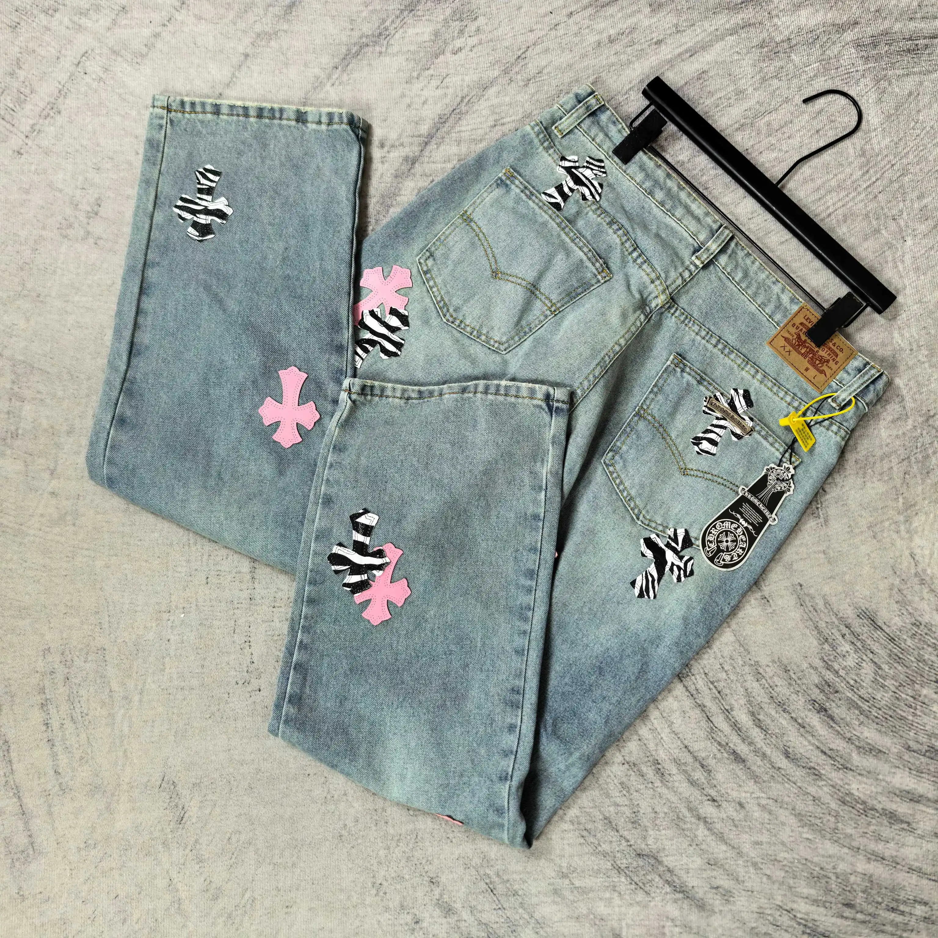 Chrome Hearts Zebra Patch Distressed Jeans D20024510 — view 5