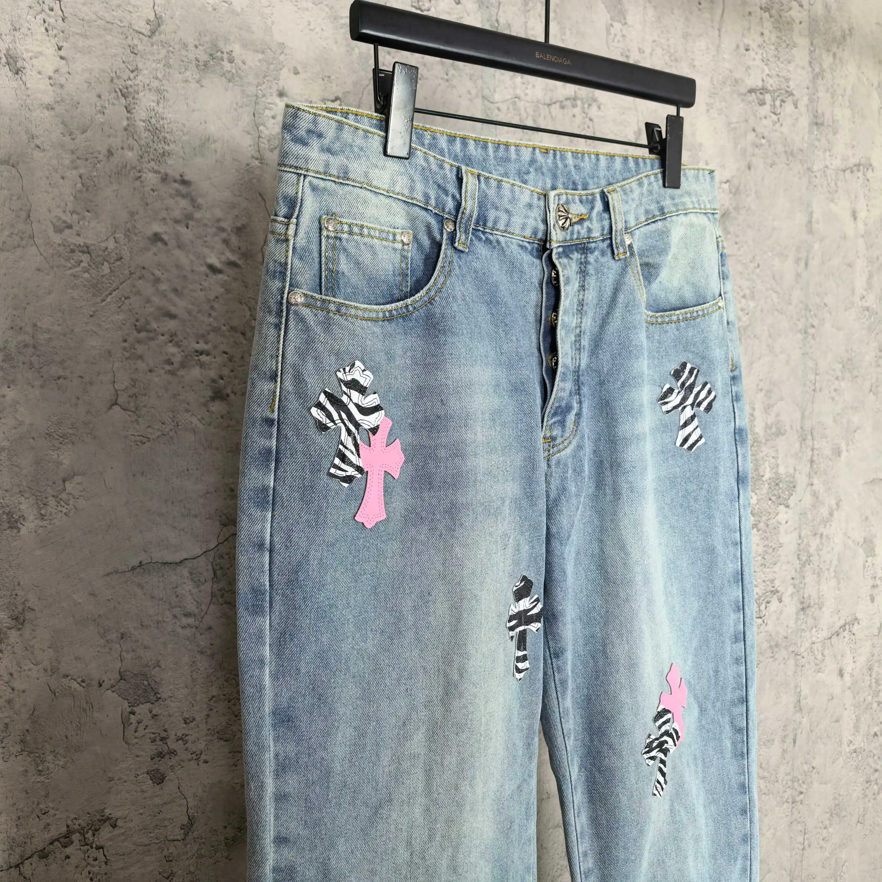 Chrome Hearts Zebra Patch Distressed Jeans D20024510 — view 7
