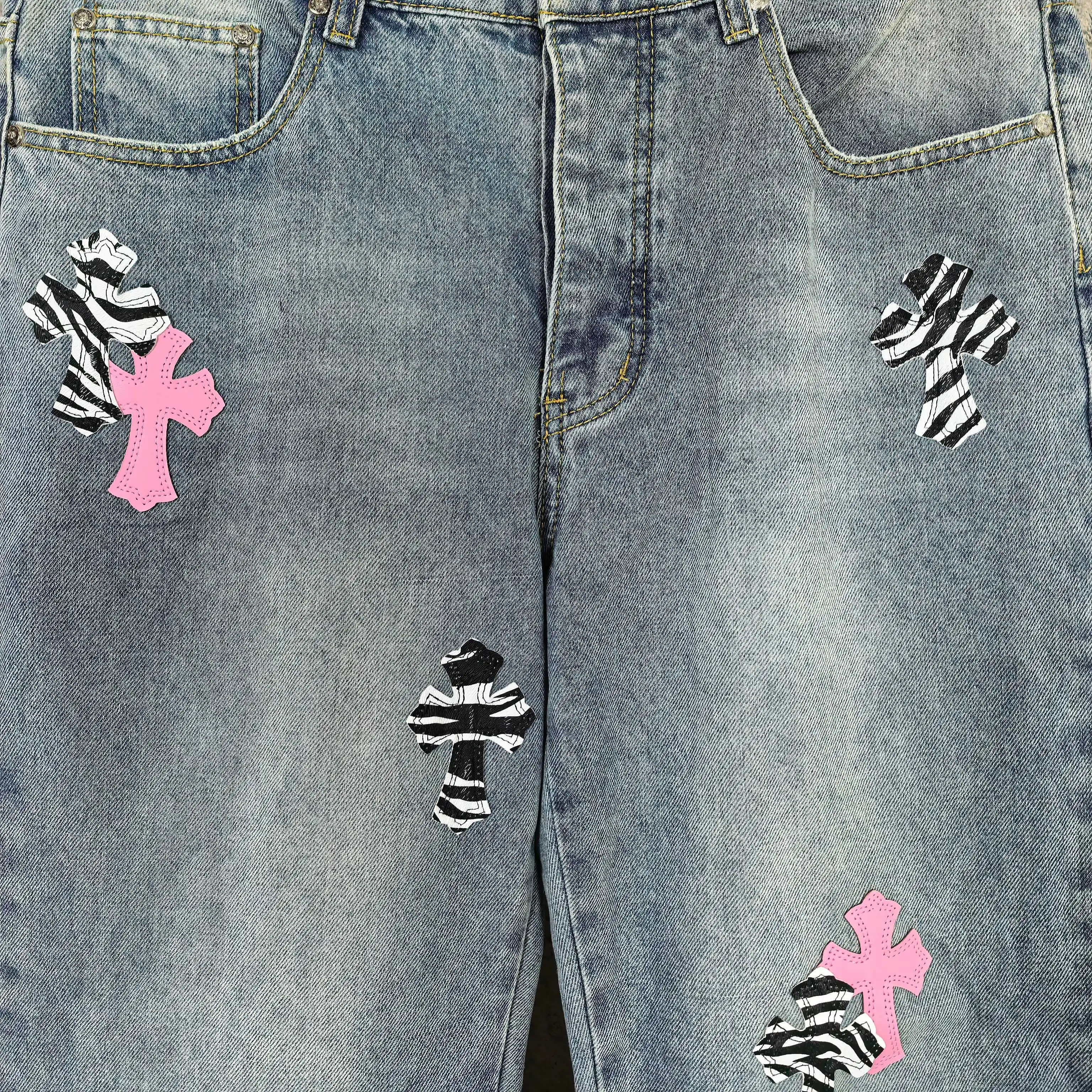 Chrome Hearts Zebra Patch Distressed Jeans D20024510 — view 8