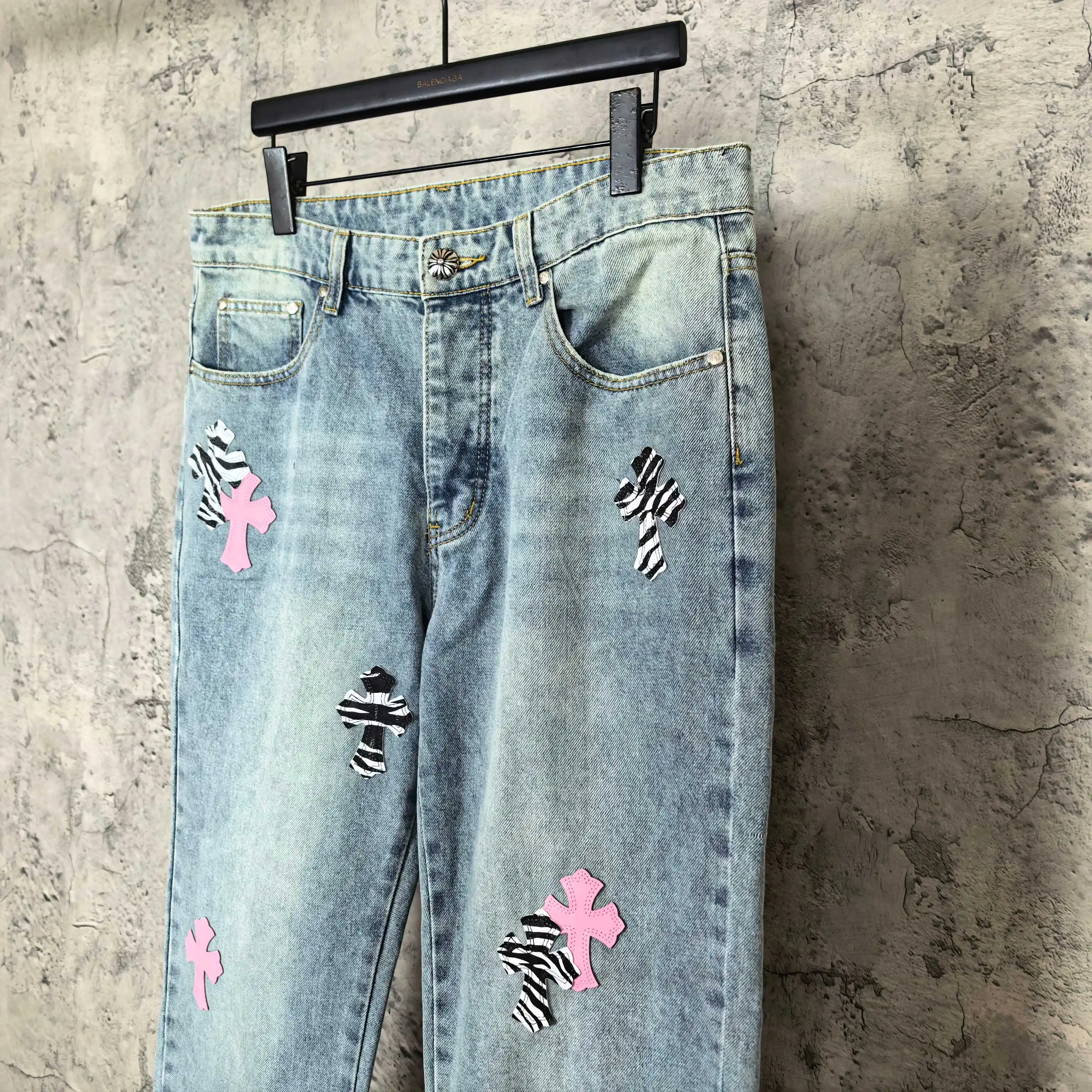 Chrome Hearts Zebra Patch Distressed Jeans D20024510 — view 9