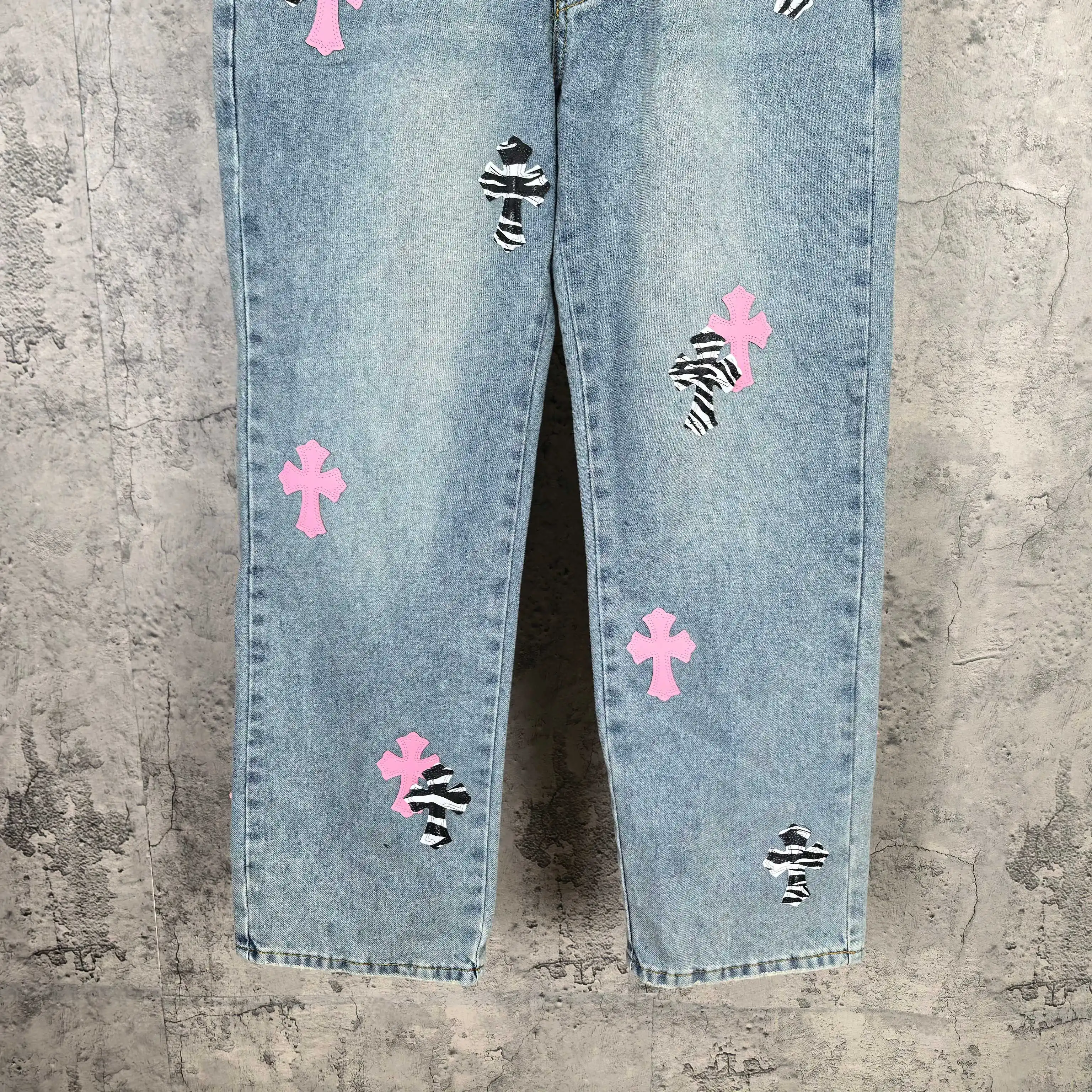 Chrome Hearts Zebra Patch Distressed Jeans D20024510 — view 10