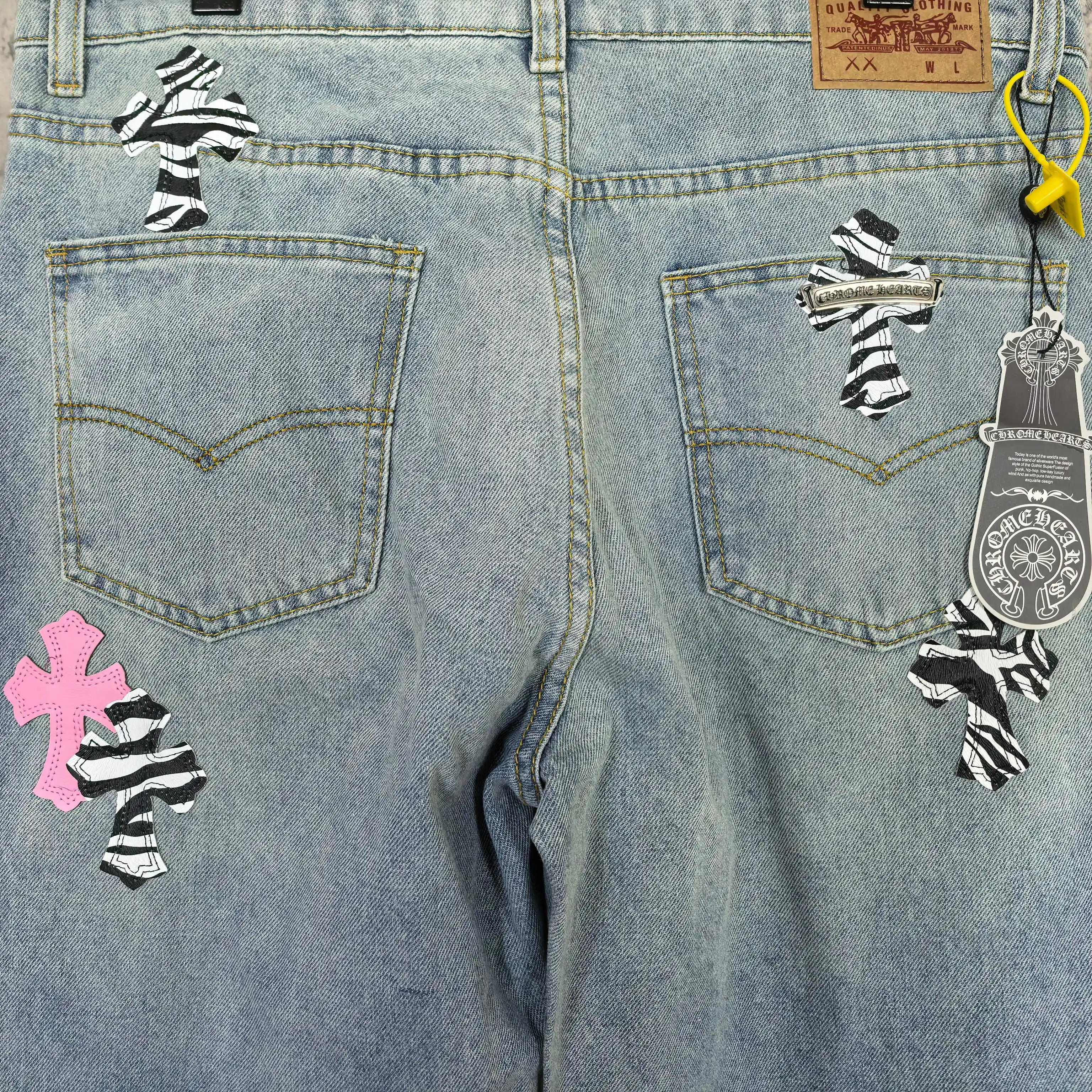 Chrome Hearts Zebra Patch Distressed Jeans D20024510 — view 11