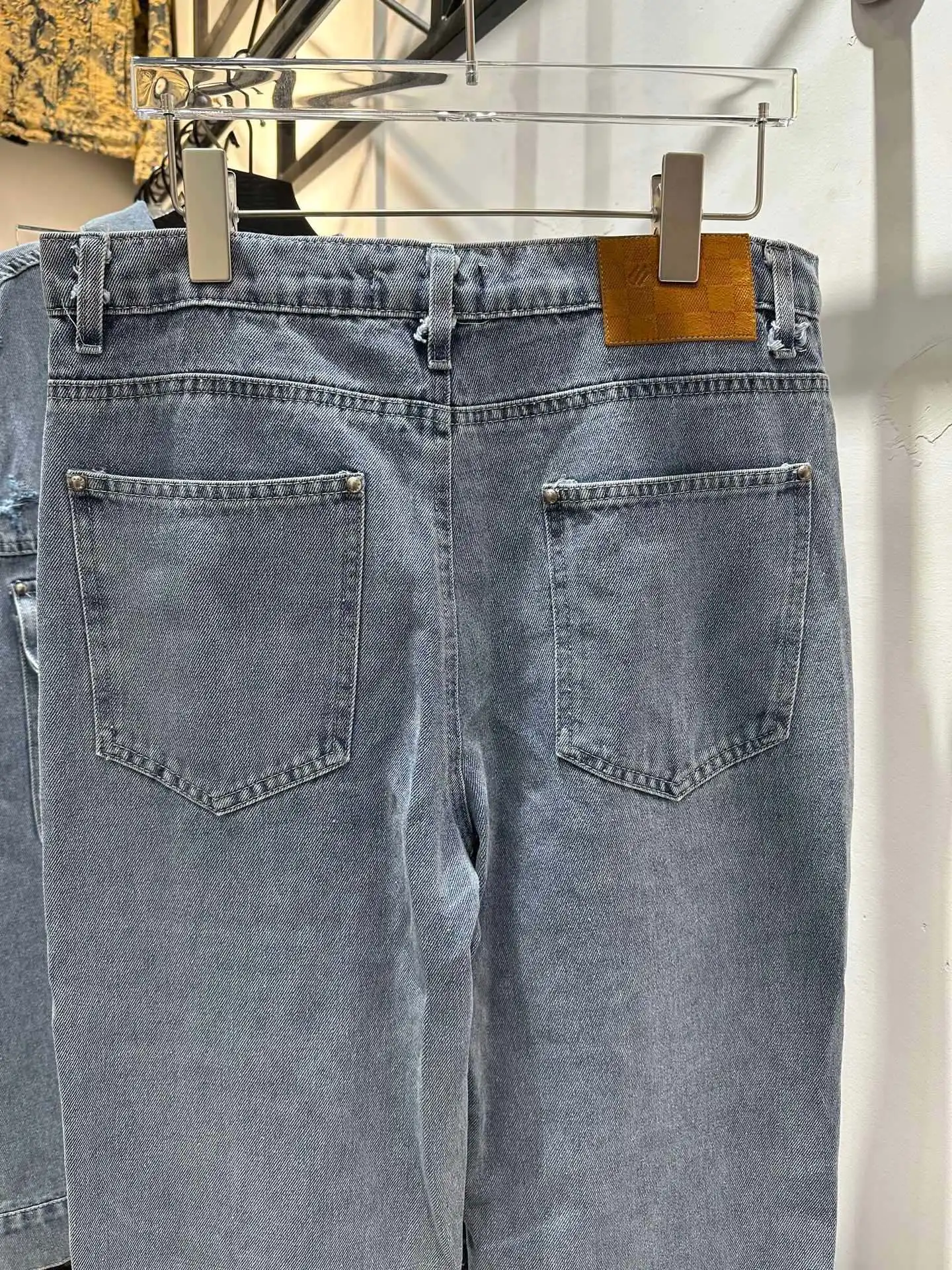 Monogram Distressed Straight-Leg Jeans D20013847 — view 5