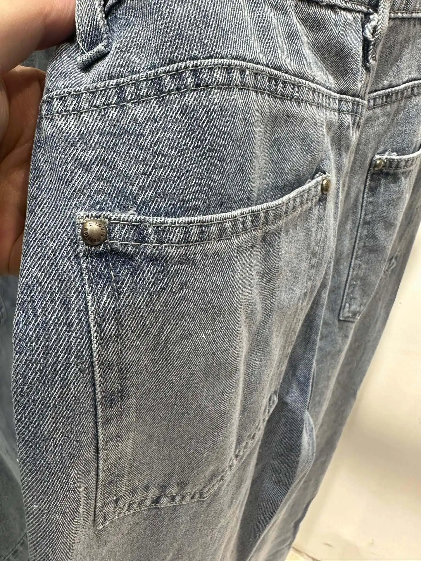 Monogram Distressed Straight-Leg Jeans D20013847 — view 7