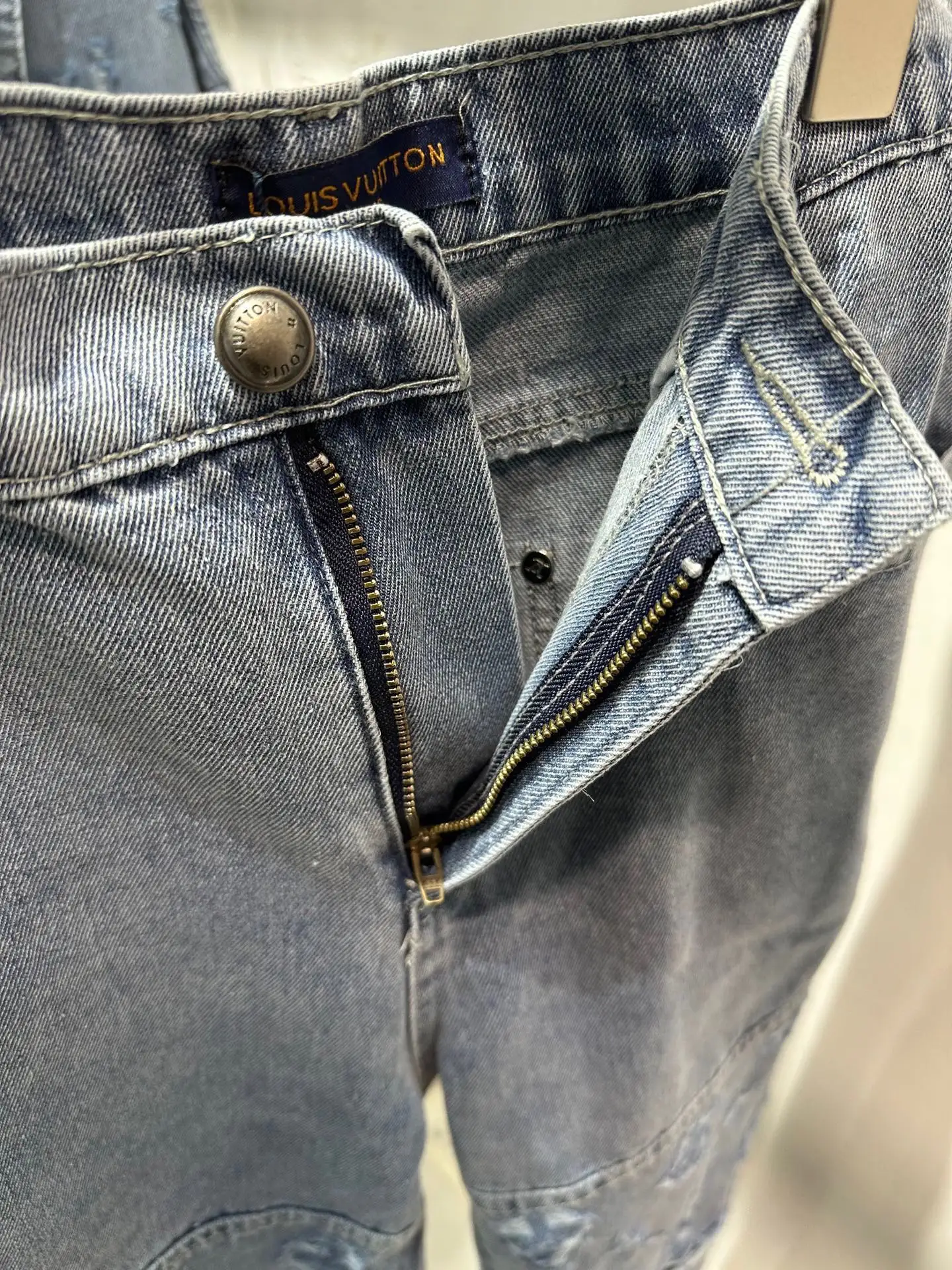 Monogram Distressed Straight-Leg Jeans D20013847 — view 10