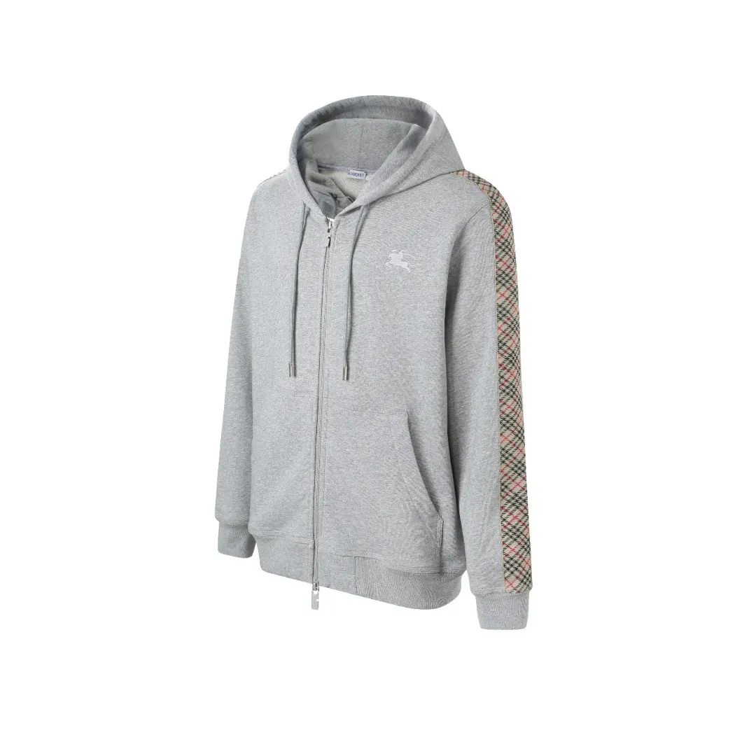 Check-Trim Embroidered Zip-Up Hoodie D20521673 — view 2