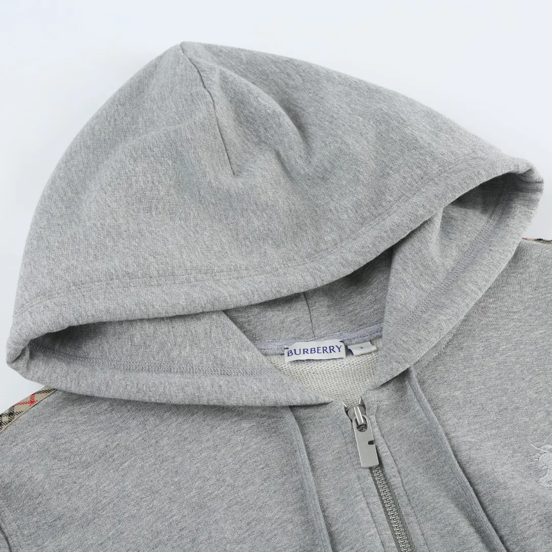 Check-Trim Embroidered Zip-Up Hoodie D20521673 — view 4