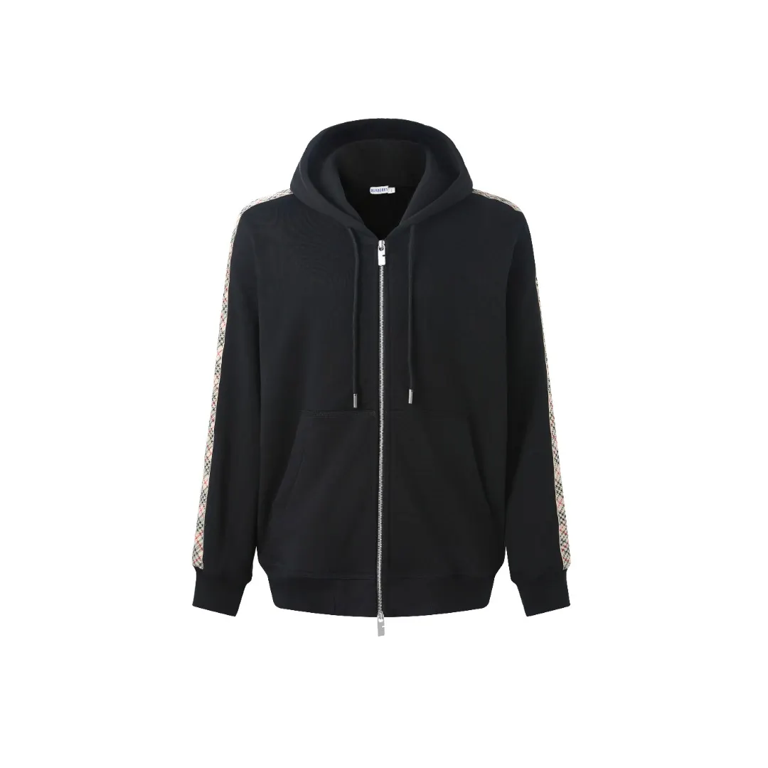 Check-Trim Zip-Up Hooded Sweatshirt D20521672