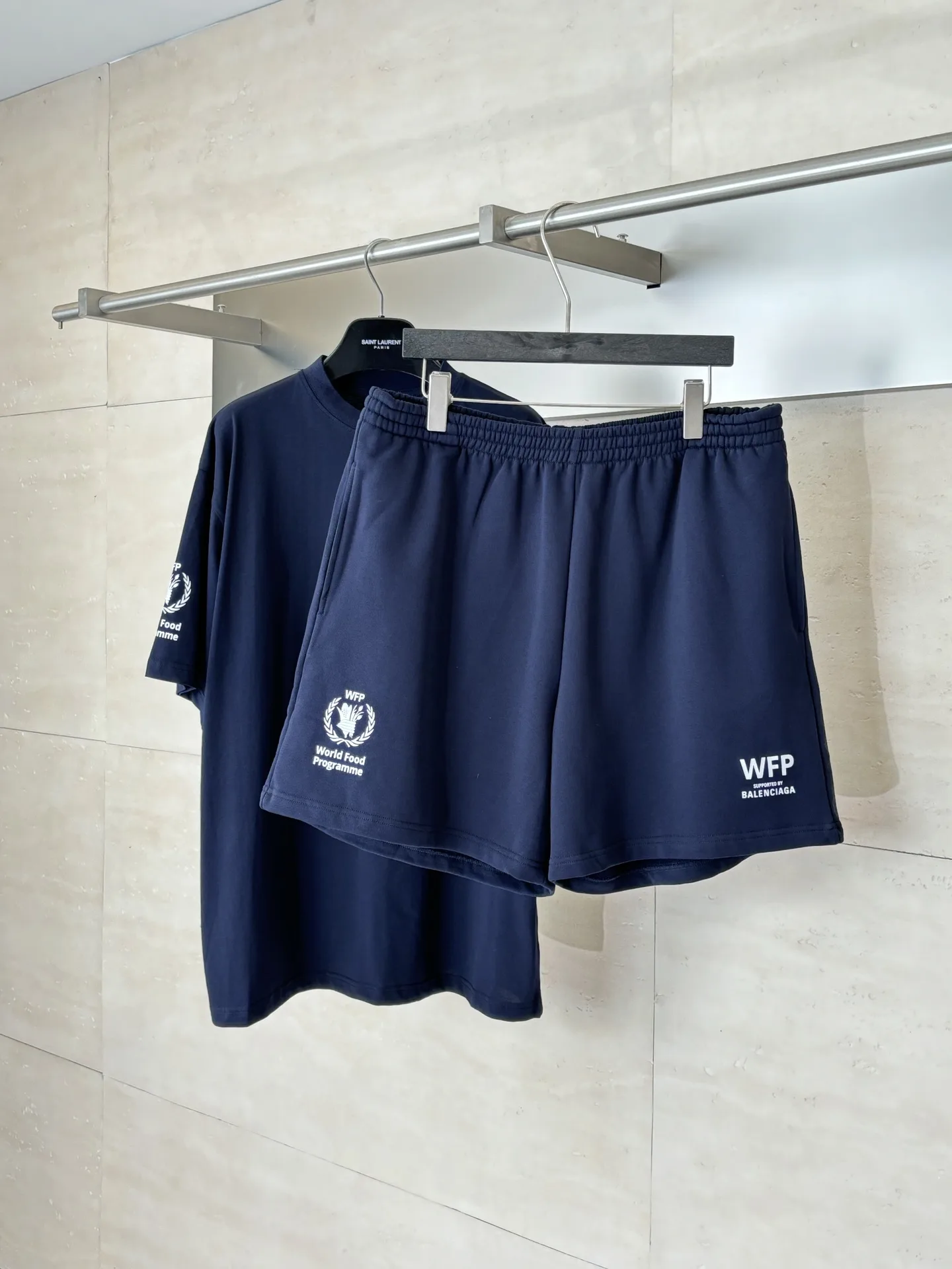 WFP Logo Embroidered Cotton-Fleece Shorts D20518642 — view 4