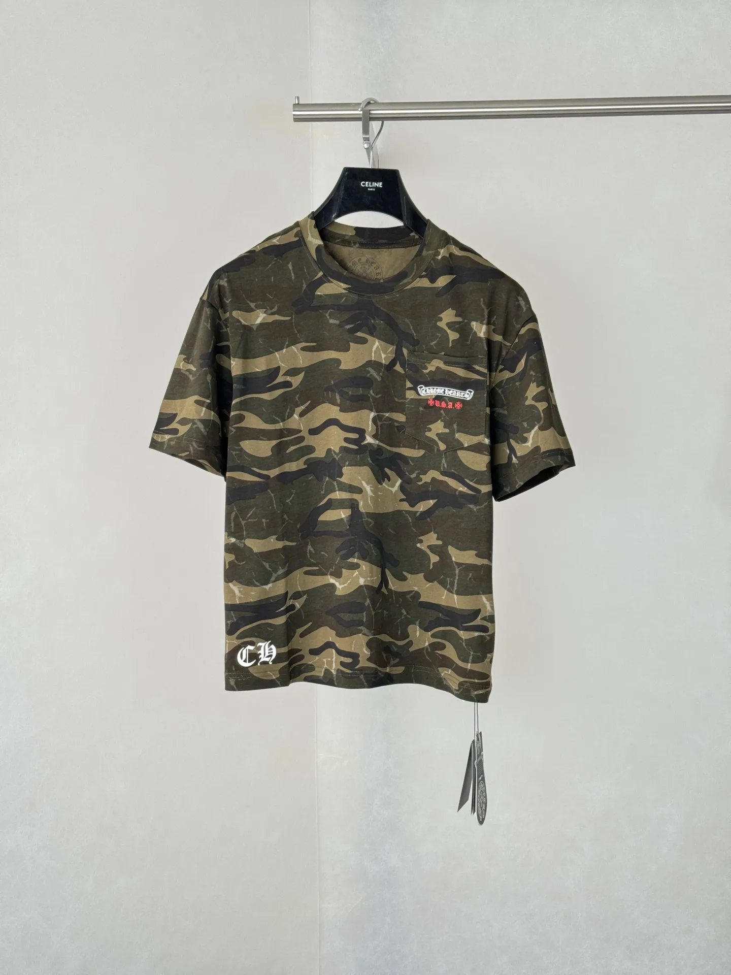 Camo Flag Print Pocket T-Shirt D20518669
