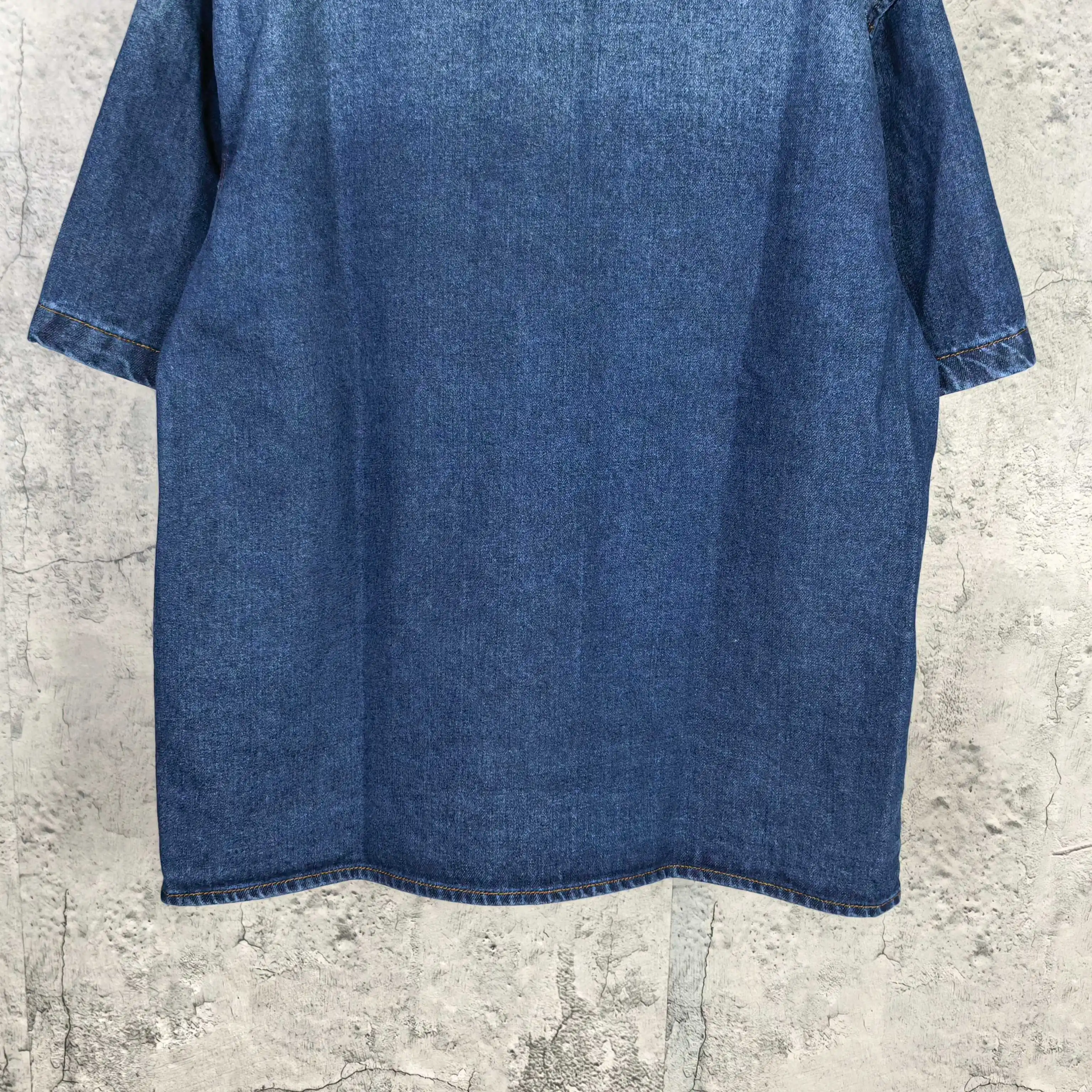 Logo-Embroidered Denim Short-Sleeve Shirt D20524506 — view 12