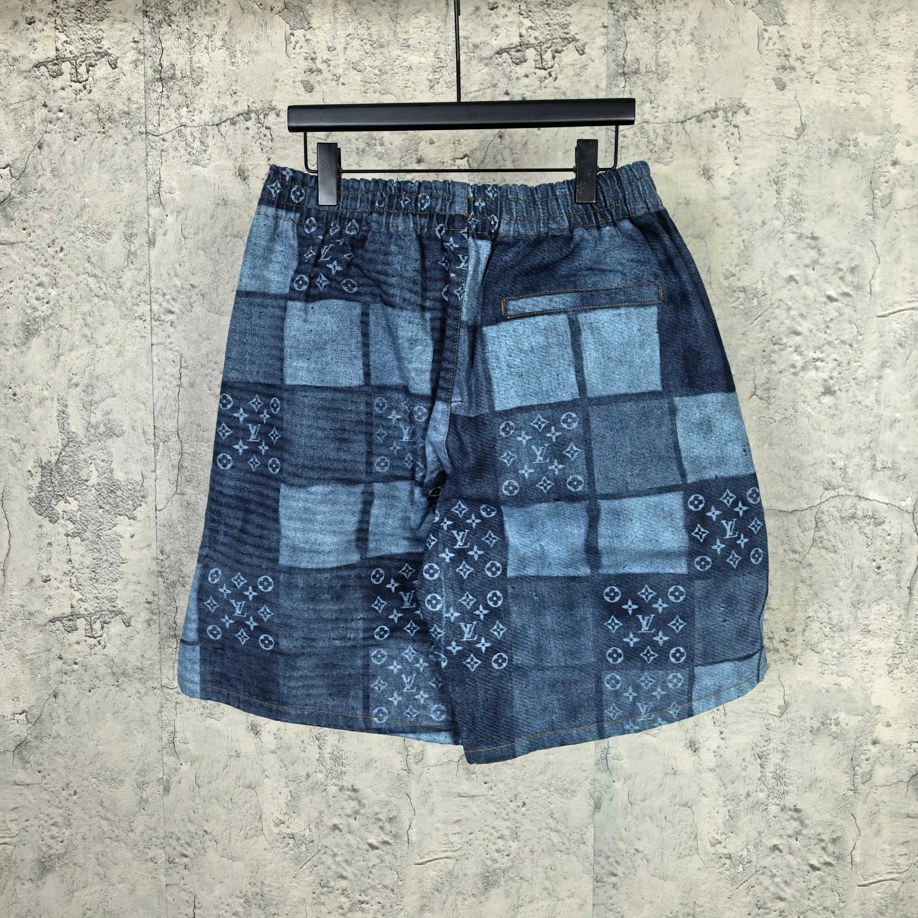 Monogram Patchwork Denim Drawstring Shorts D20524508 — view 2