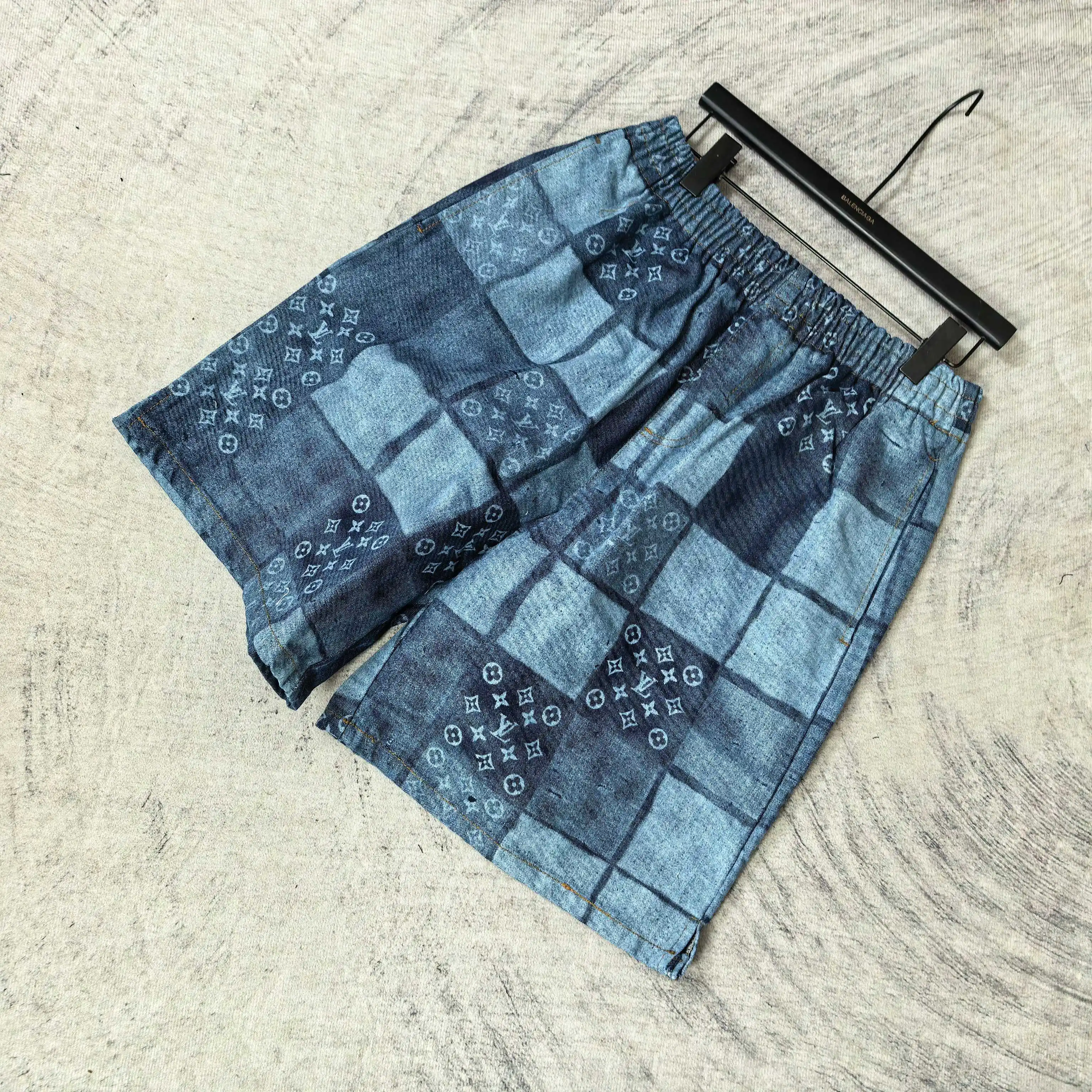 Monogram Patchwork Denim Drawstring Shorts D20524508 — view 4