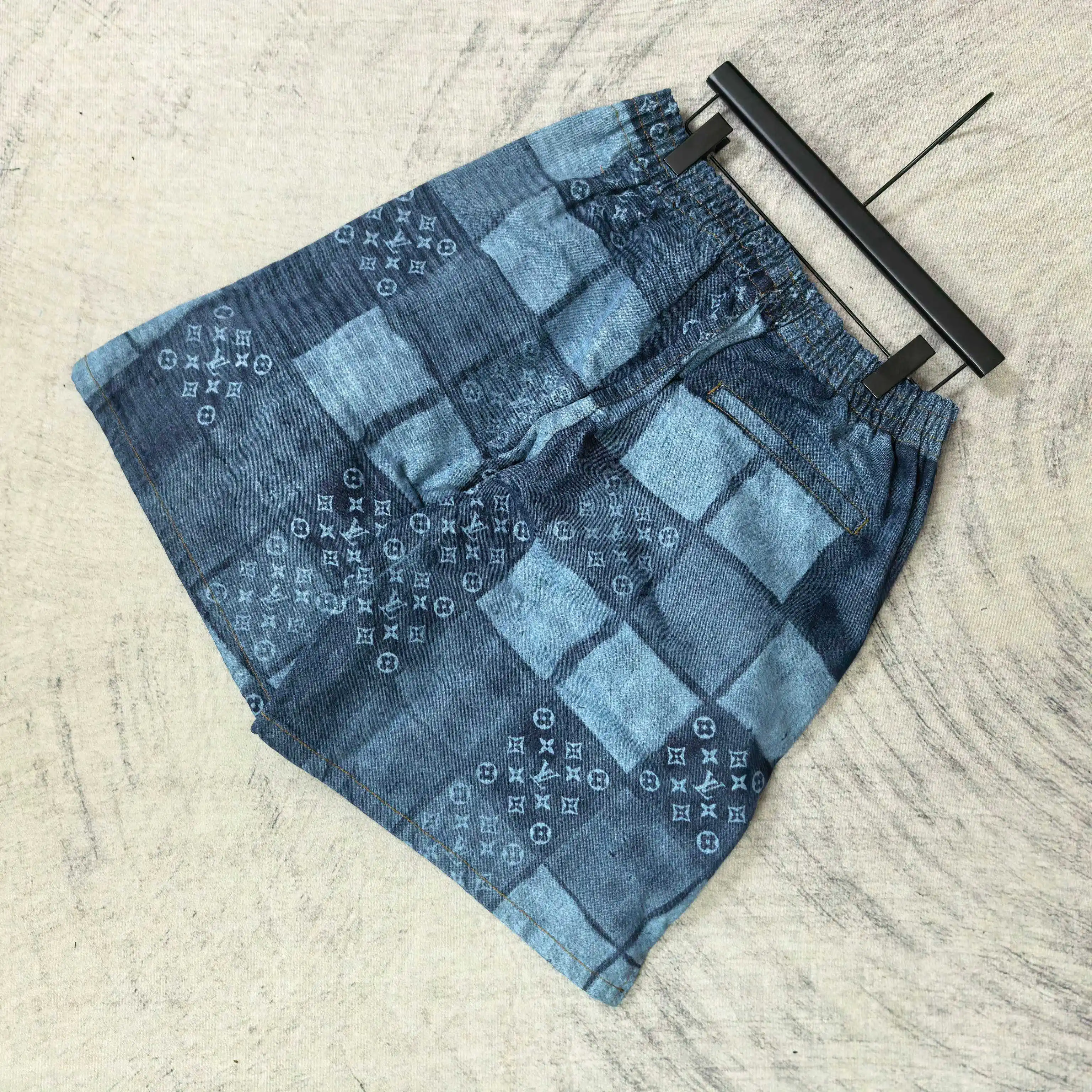 Monogram Patchwork Denim Drawstring Shorts D20524508 — view 5