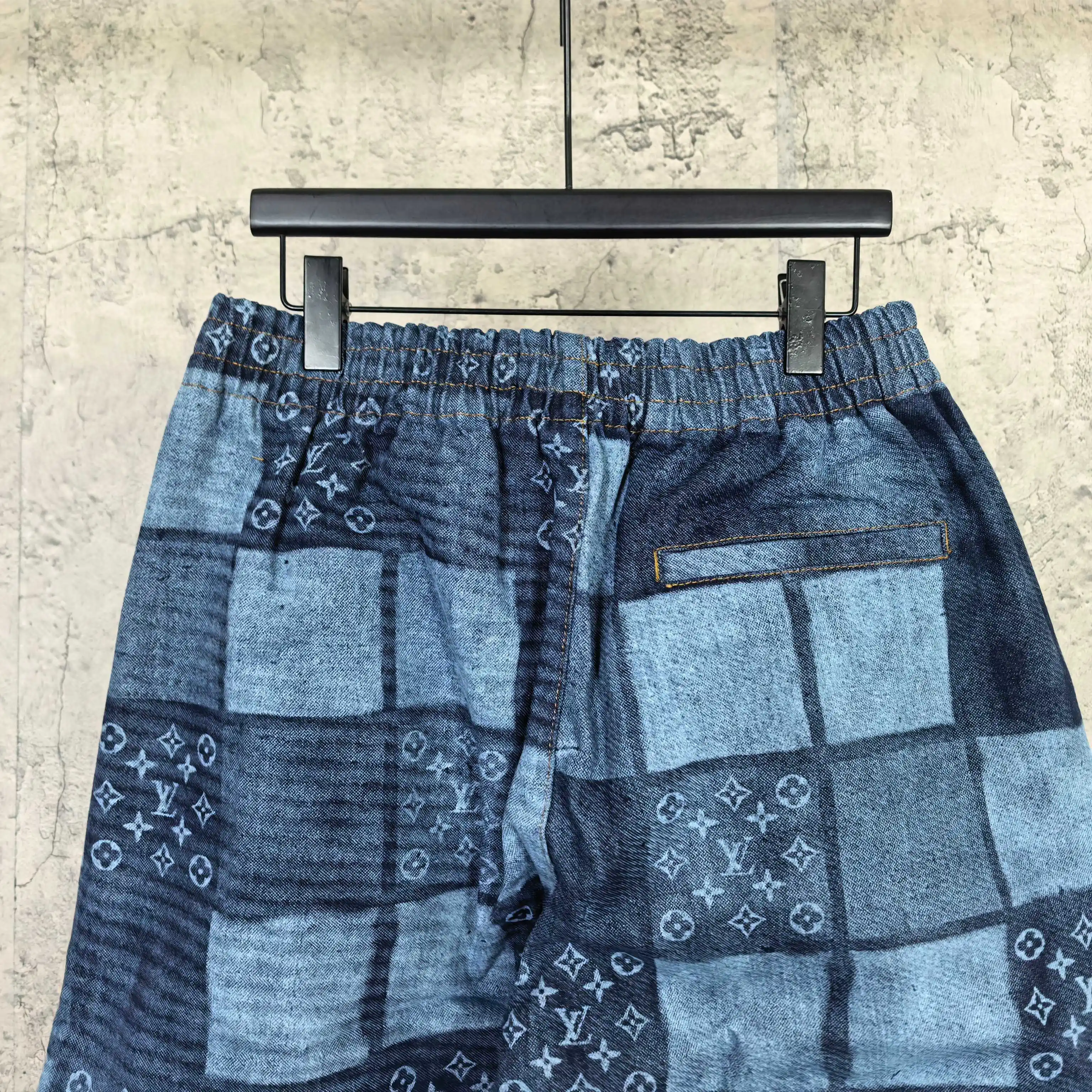 Monogram Patchwork Denim Drawstring Shorts D20524508 — view 6