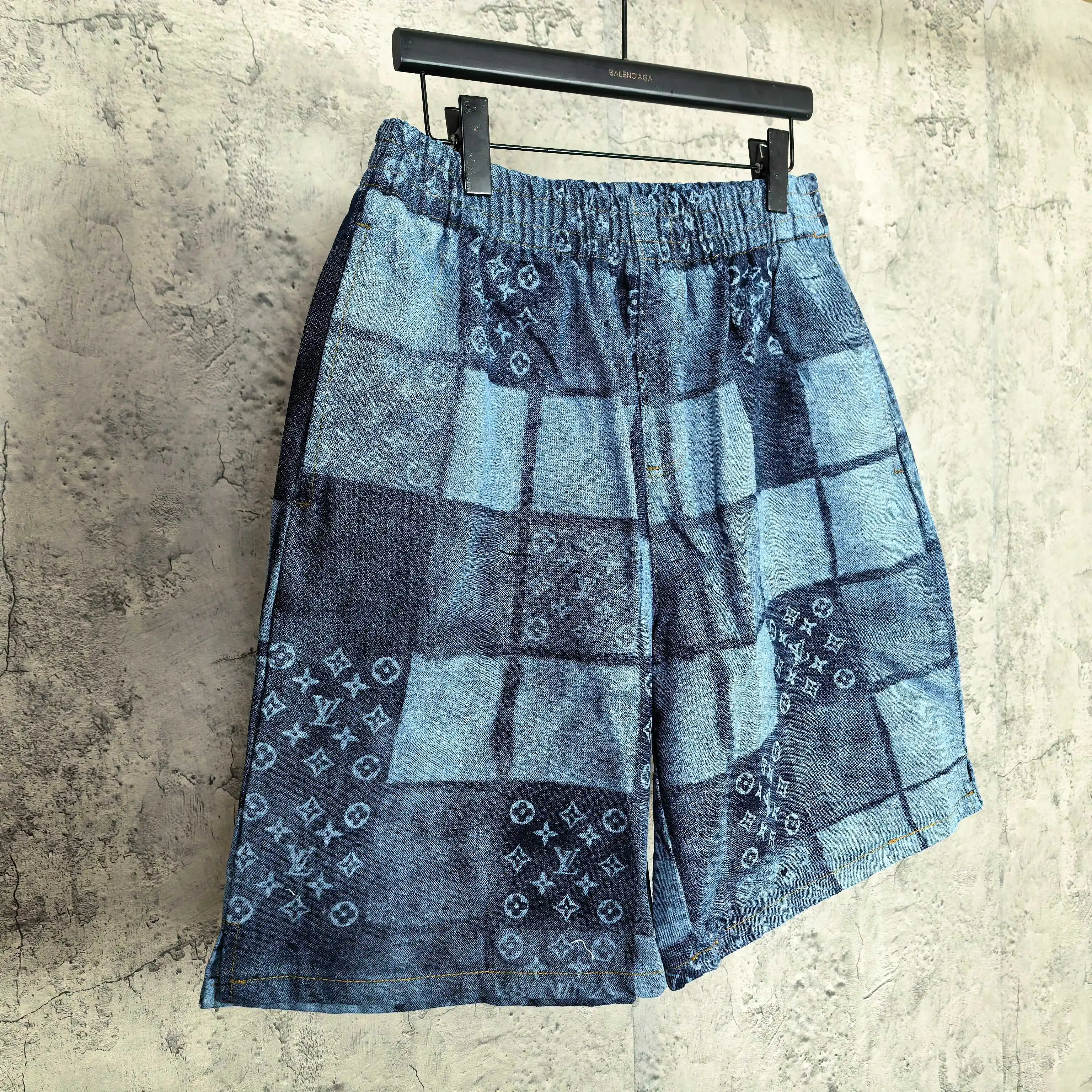 Monogram Patchwork Denim Drawstring Shorts D20524508 — view 7
