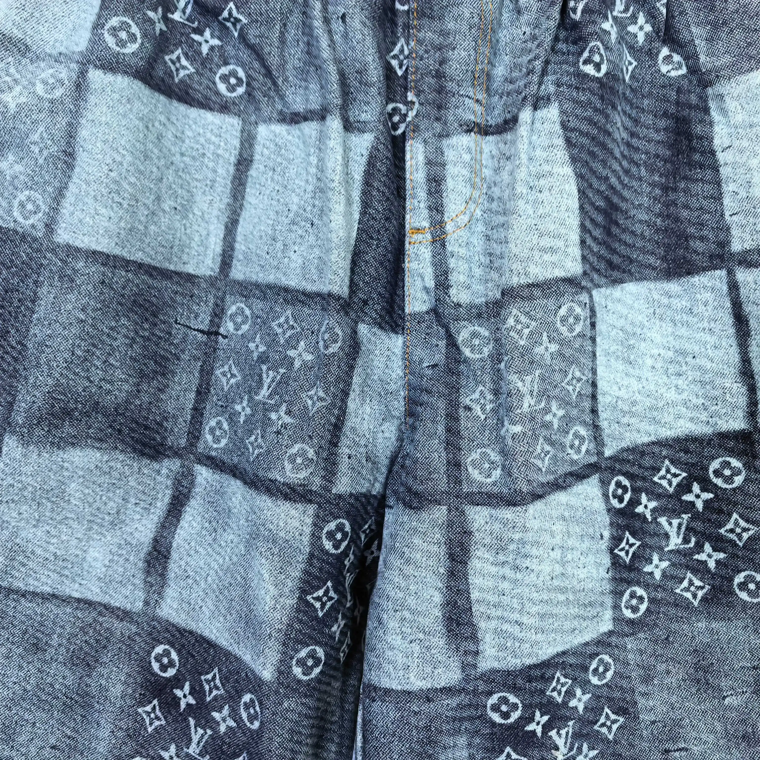 Monogram Patchwork Denim Drawstring Shorts D20524508 — view 8