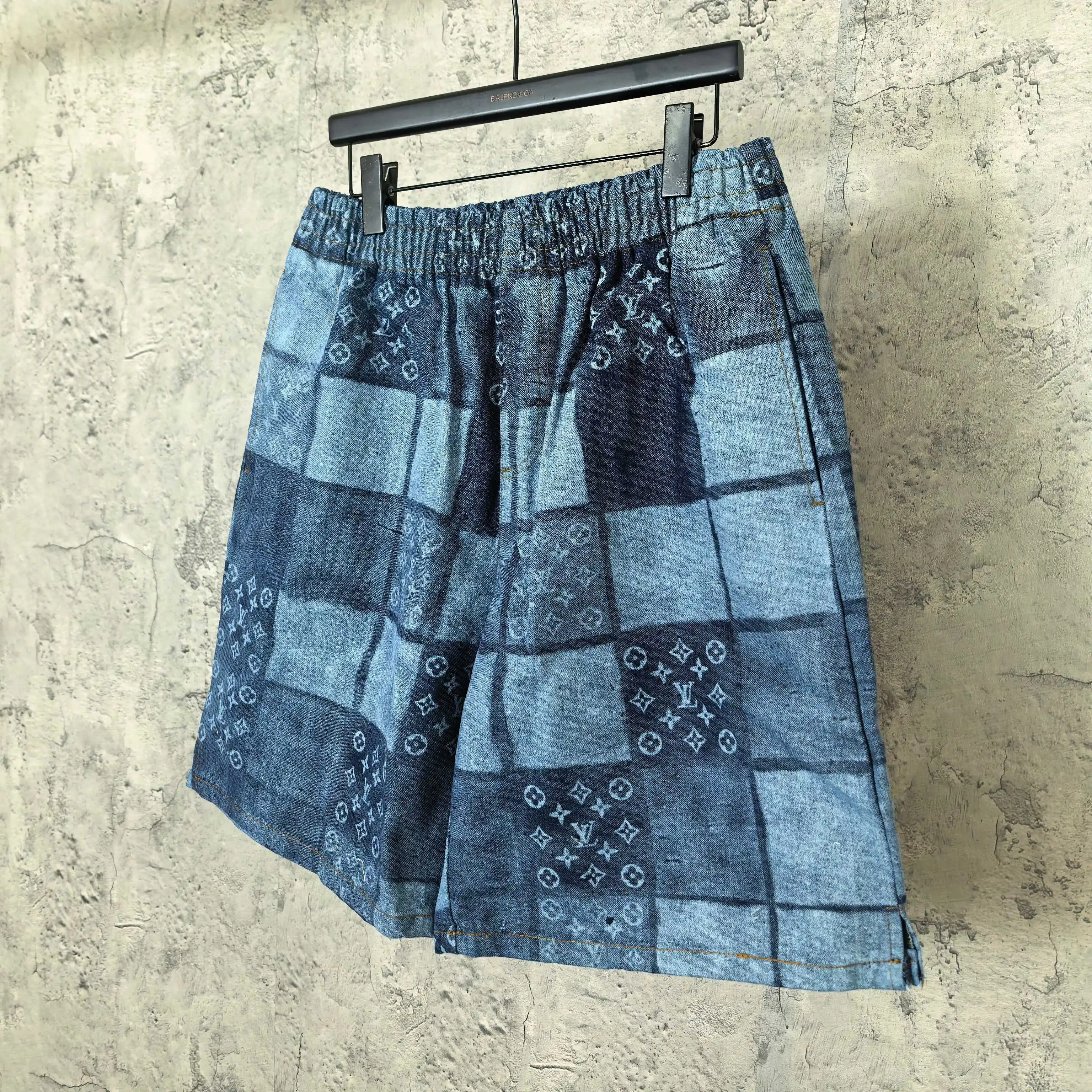 Monogram Patchwork Denim Drawstring Shorts D20524508 — view 9