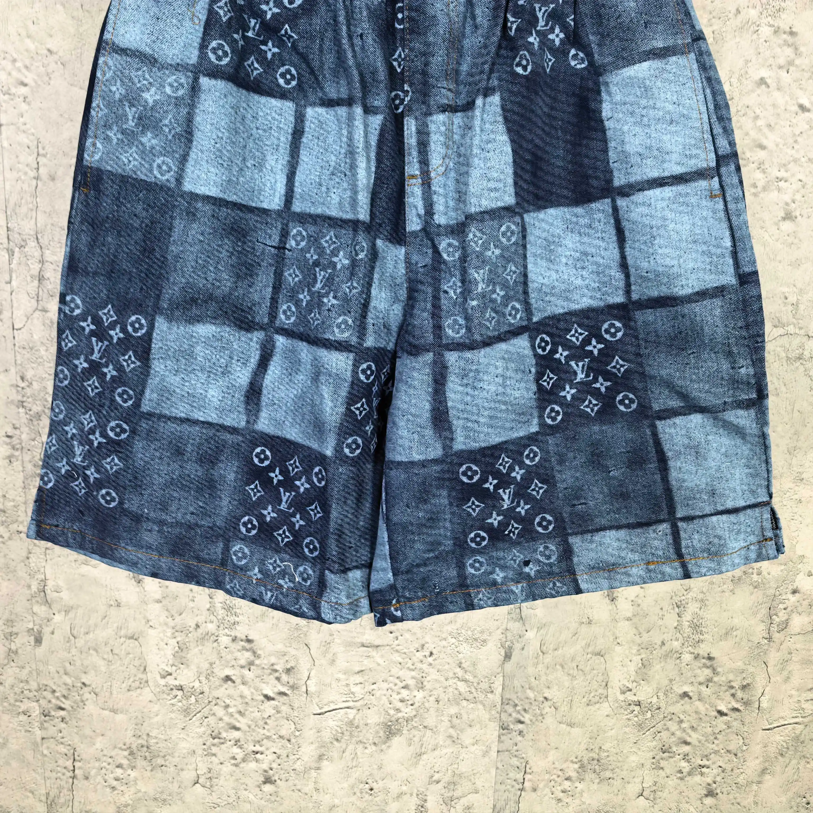 Monogram Patchwork Denim Drawstring Shorts D20524508 — view 10