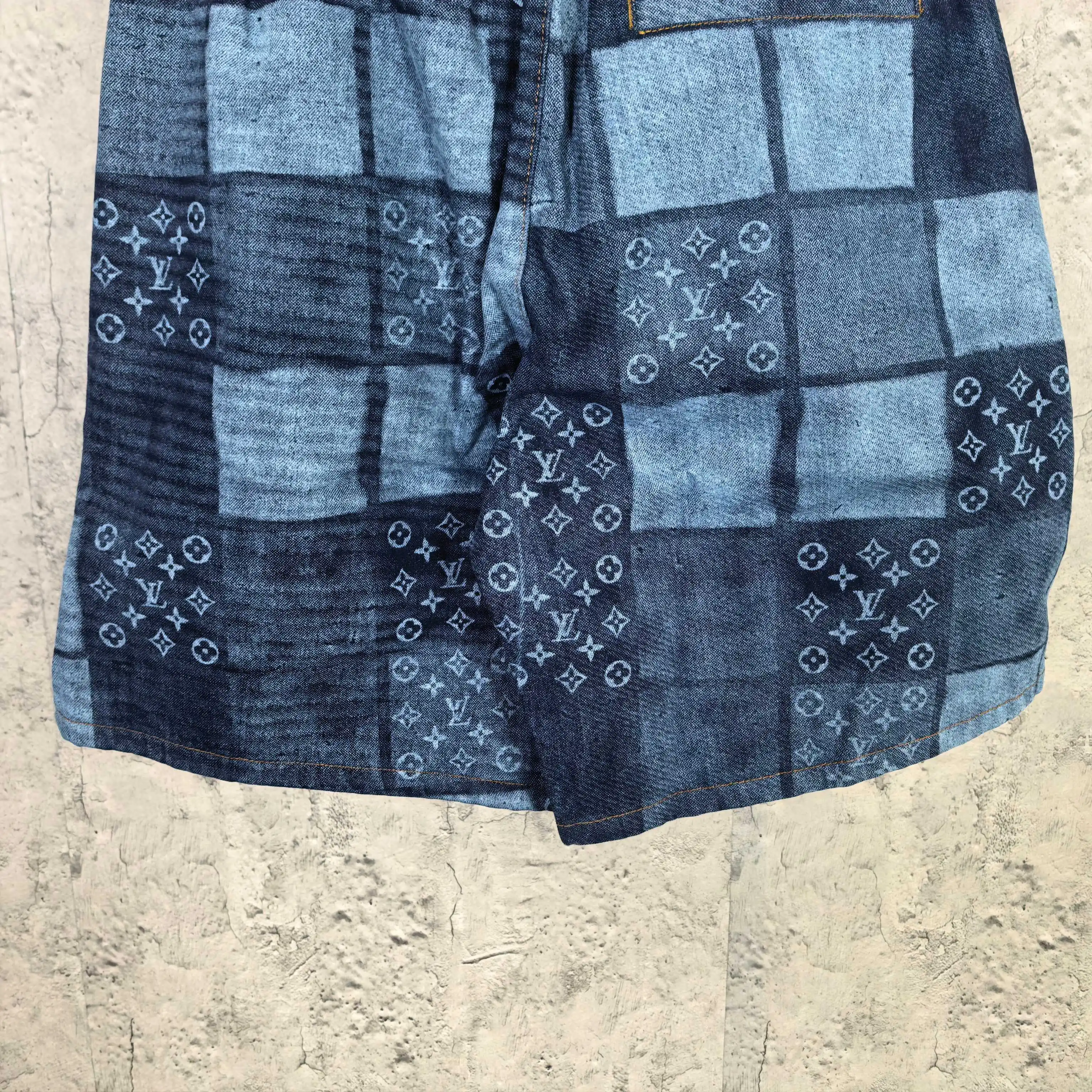 Monogram Patchwork Denim Drawstring Shorts D20524508 — view 11