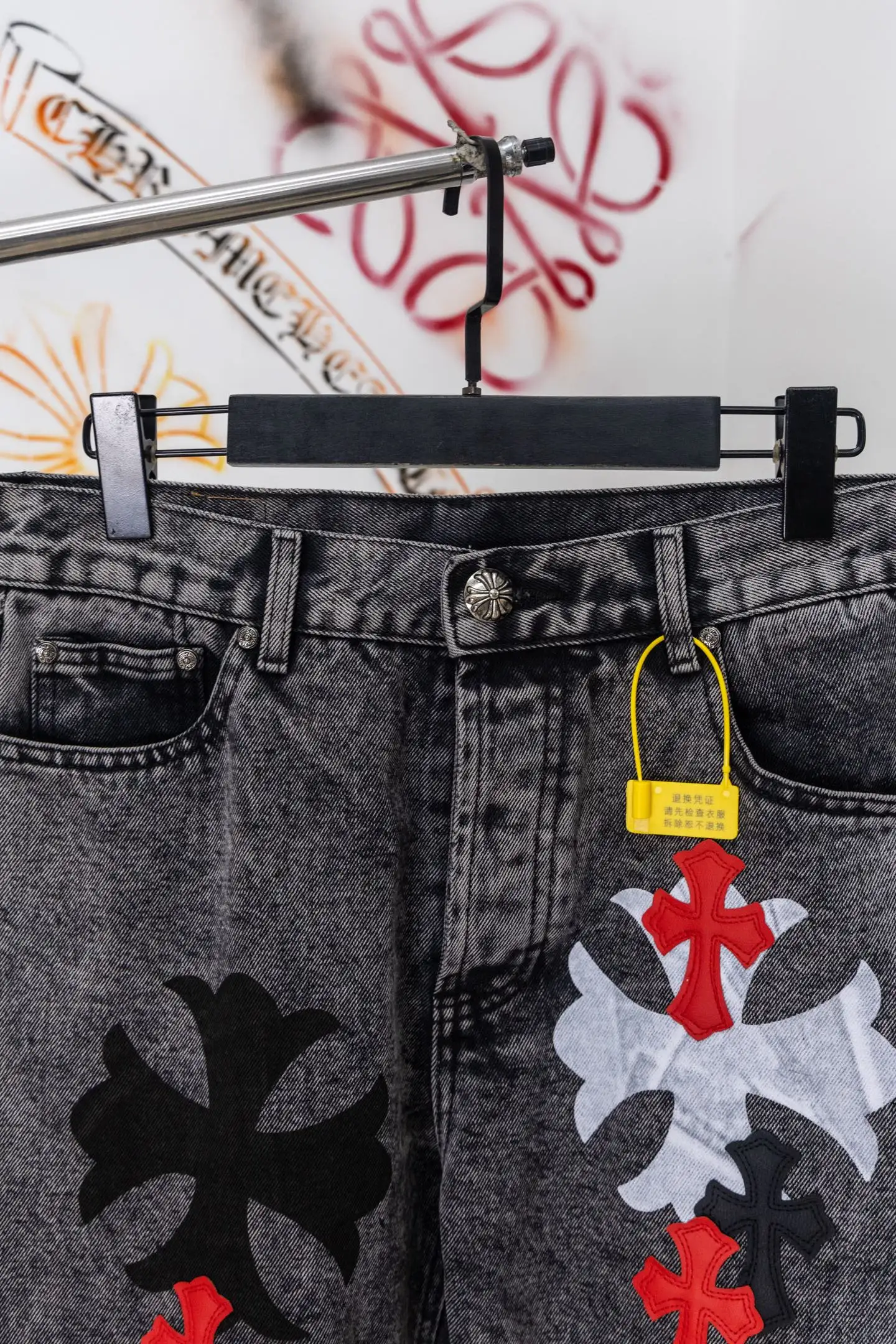 Chrome Hearts Cross Patch Straight-Leg Jeans D20519773 — view 3
