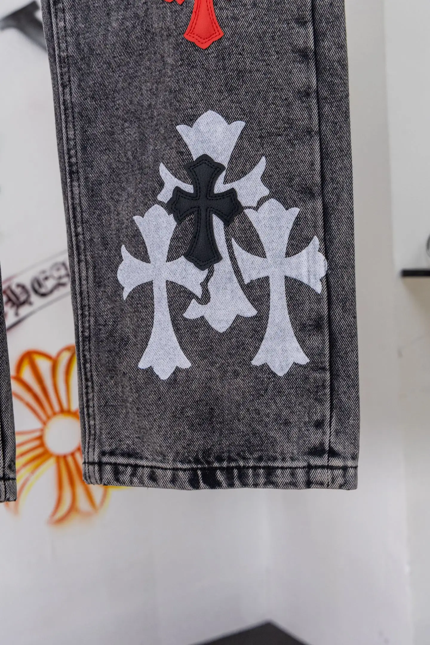 Chrome Hearts Cross Patch Straight-Leg Jeans D20519773 — view 8