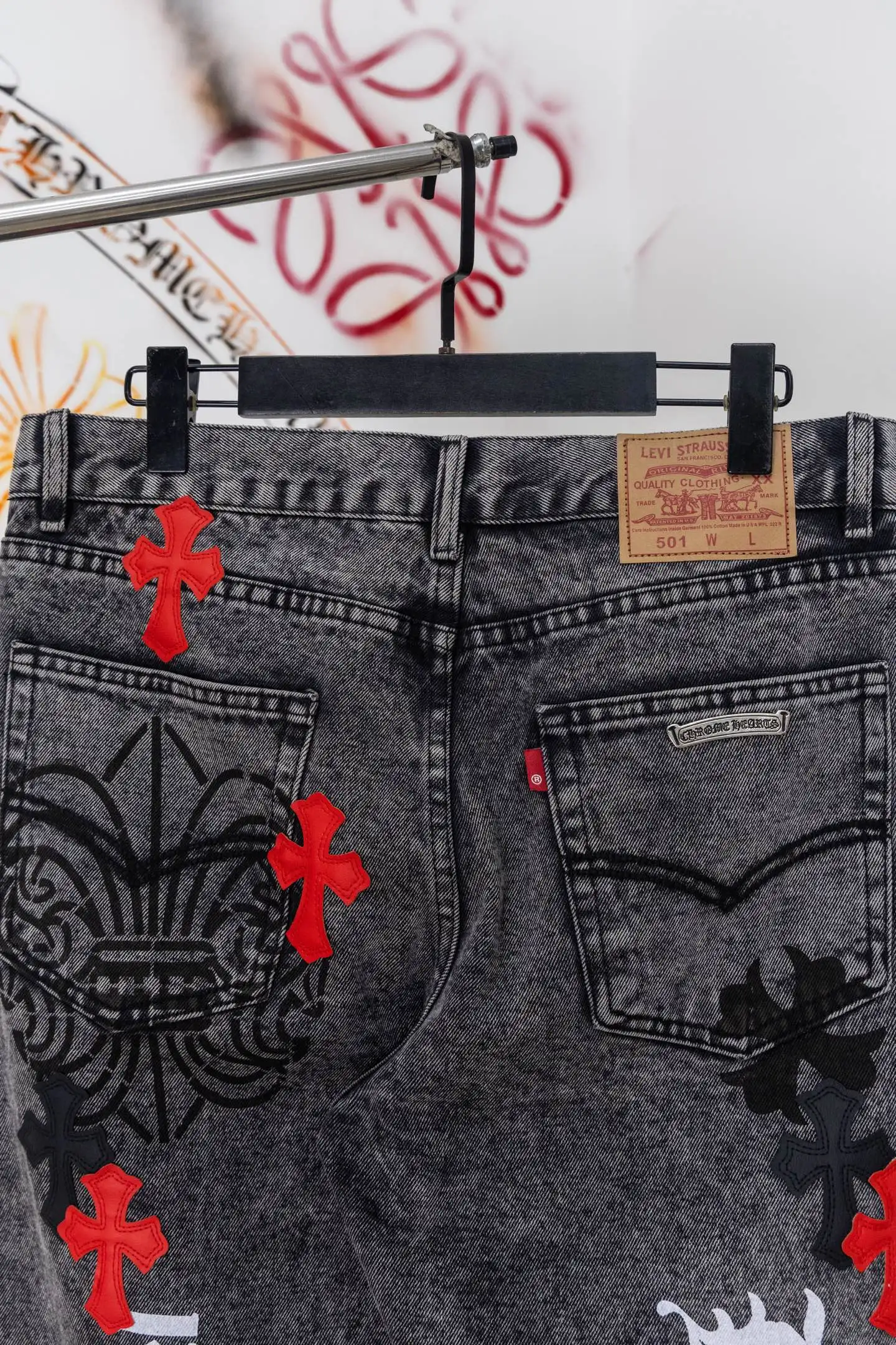 Chrome Hearts Cross Patch Straight-Leg Jeans D20519773 — view 9