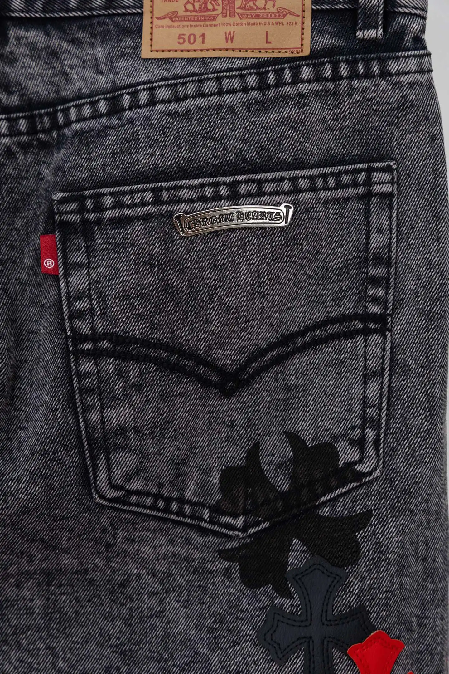 Chrome Hearts Cross Patch Straight-Leg Jeans D20519773 — view 11