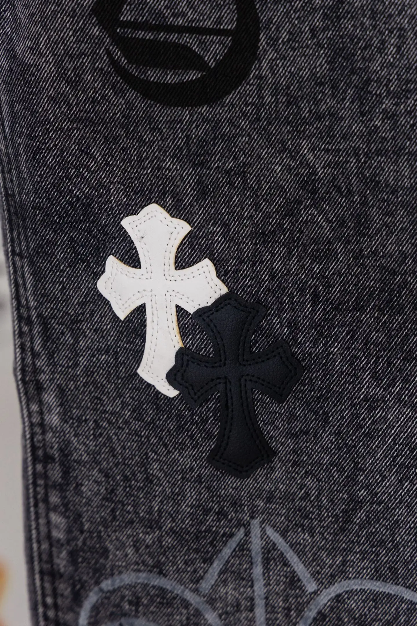 Chrome Hearts Cross Patch Straight-Leg Jeans D20519775 — view 7