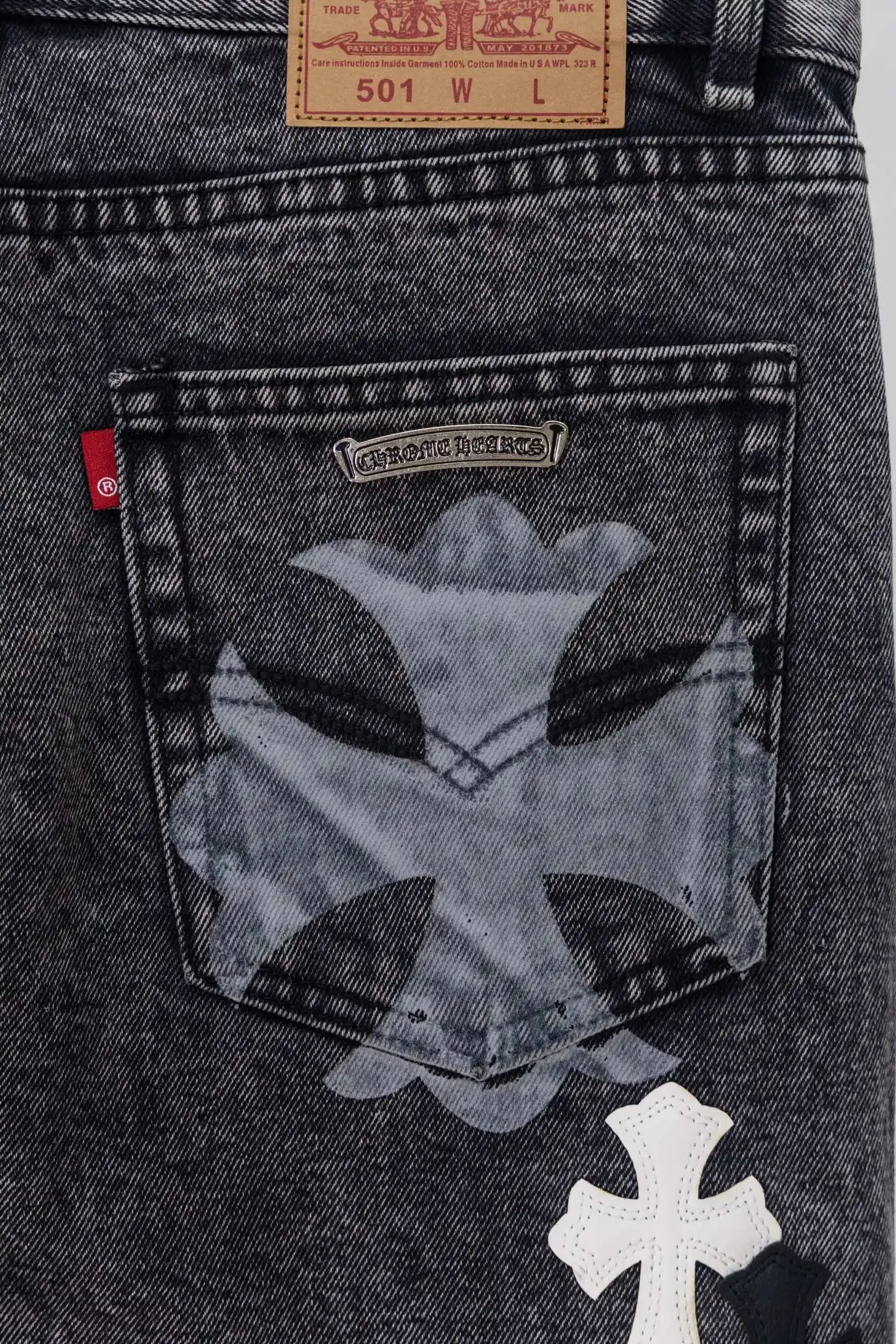 Chrome Hearts Cross Patch Straight-Leg Jeans D20519775 — view 11