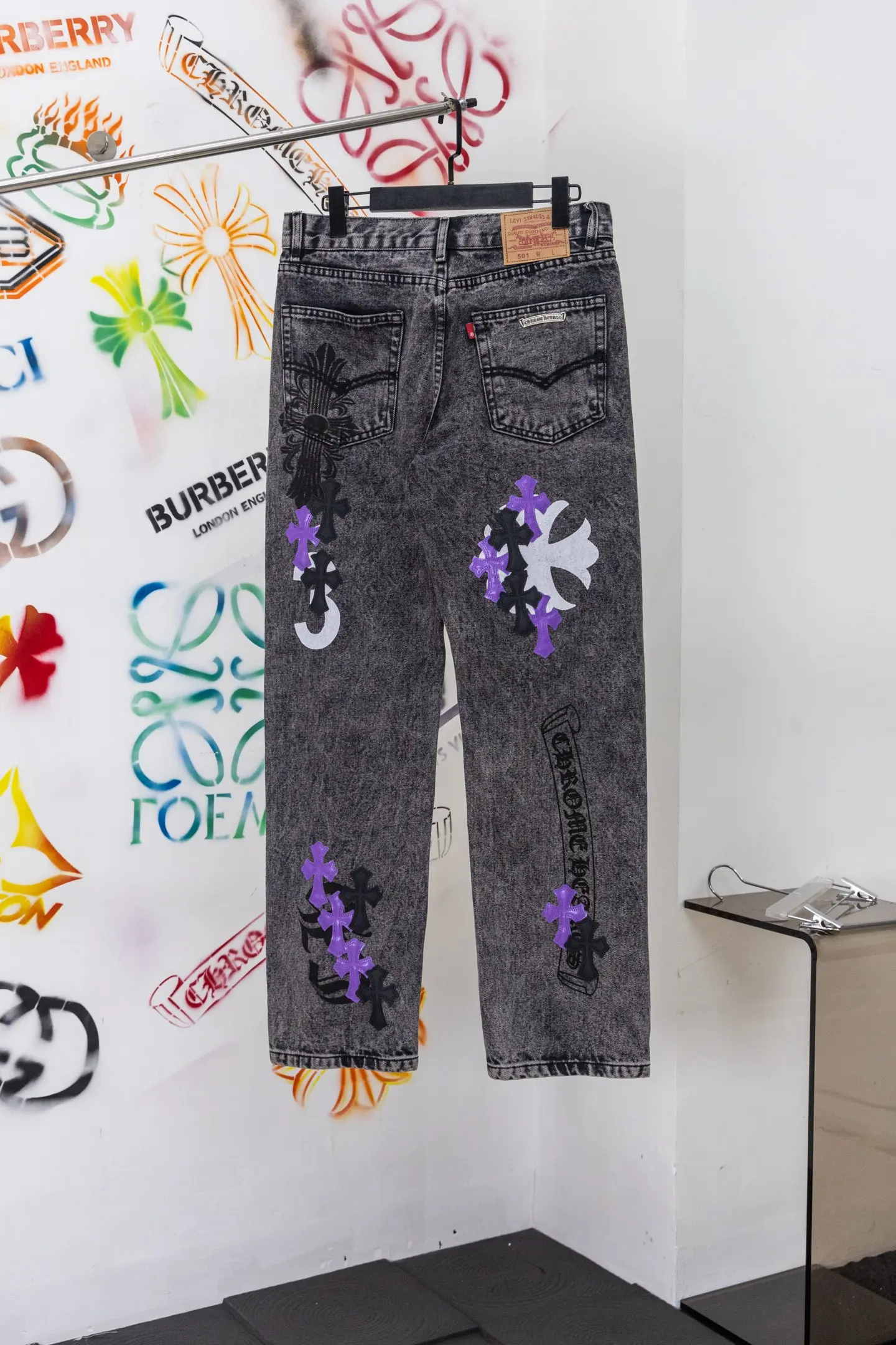 Chrome Hearts Patchwork Straight-Leg Jeans D20519776 — view 2