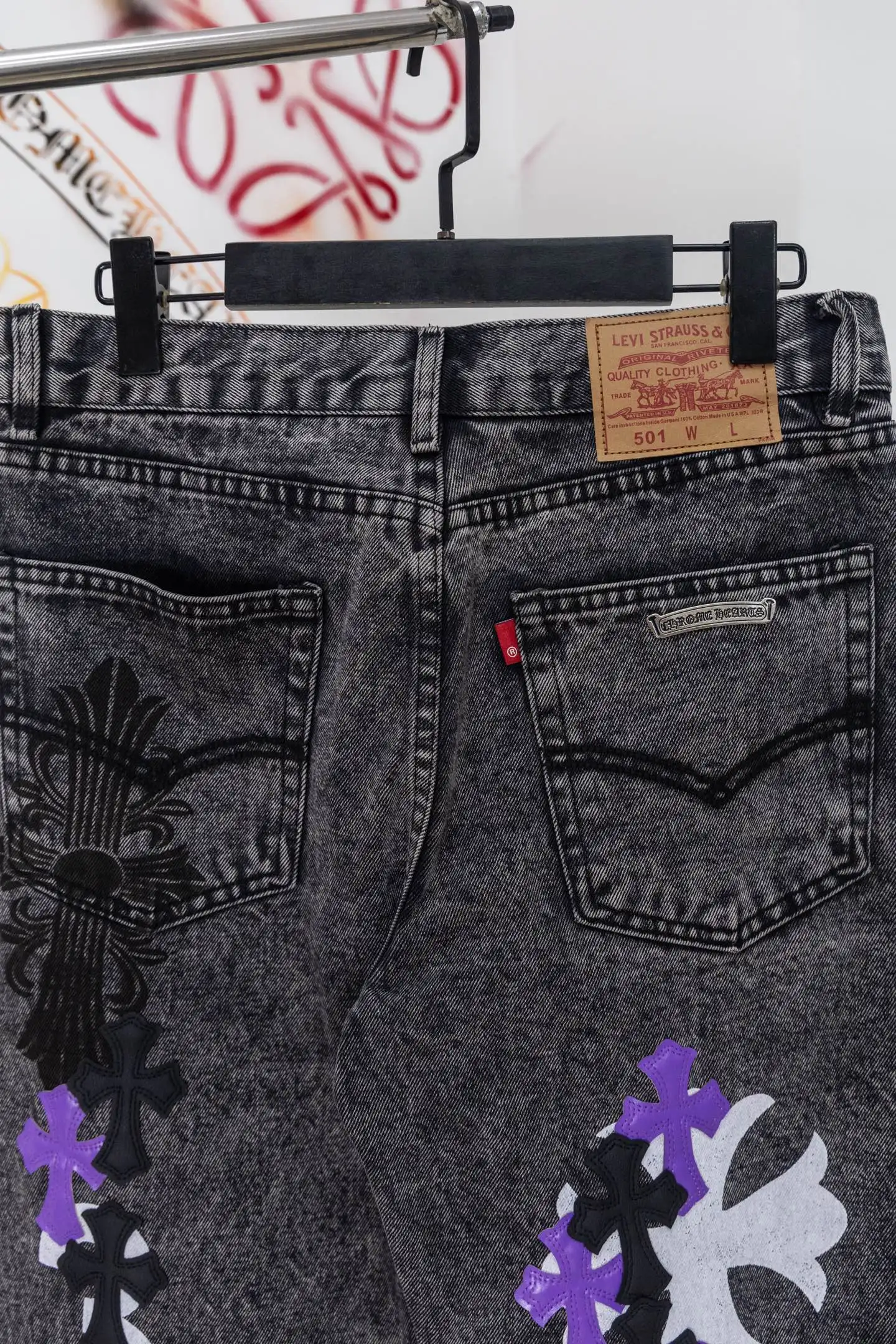 Chrome Hearts Patchwork Straight-Leg Jeans D20519776 — view 9