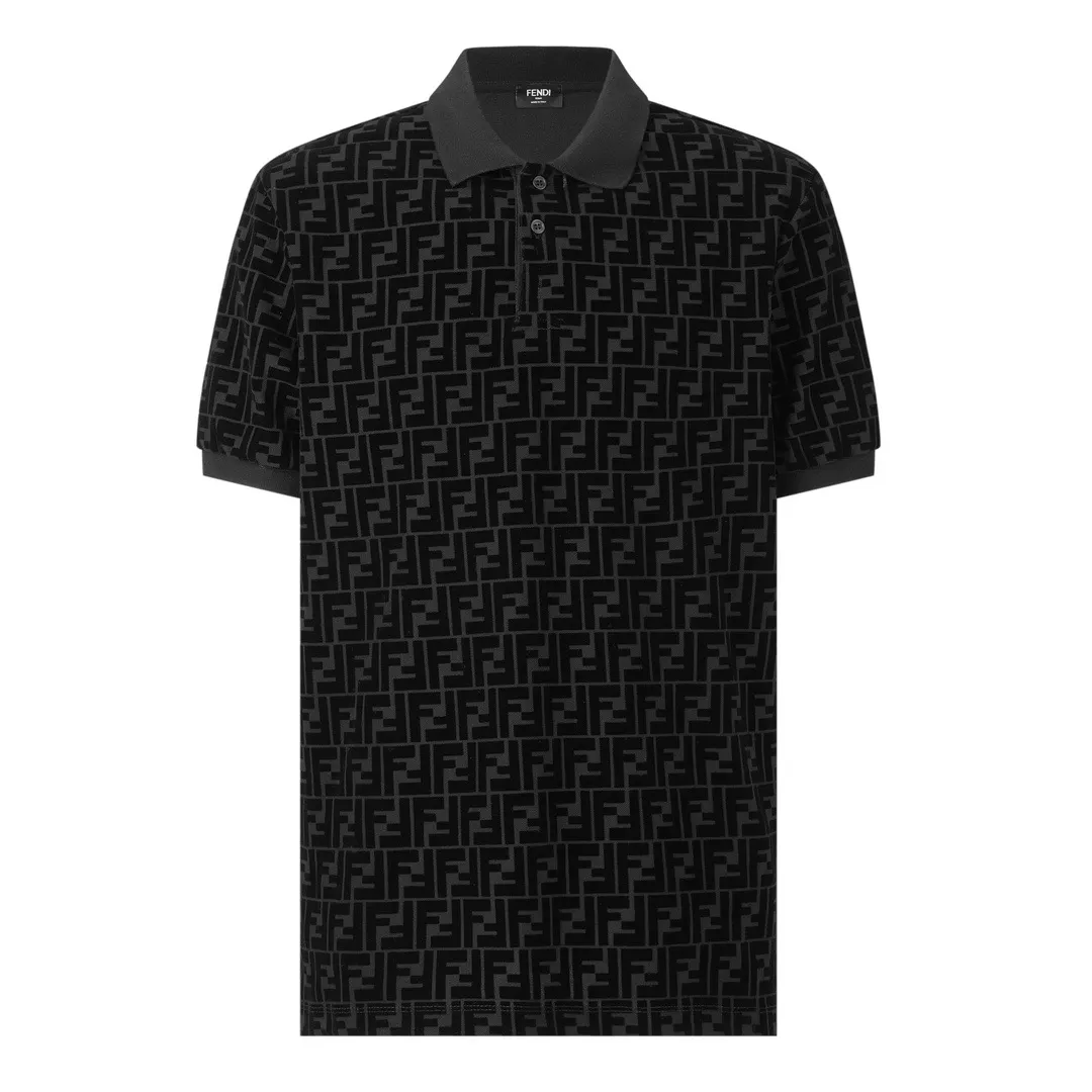 FF Monogram Flocked Cotton-Piqué Polo Shirt D21014176