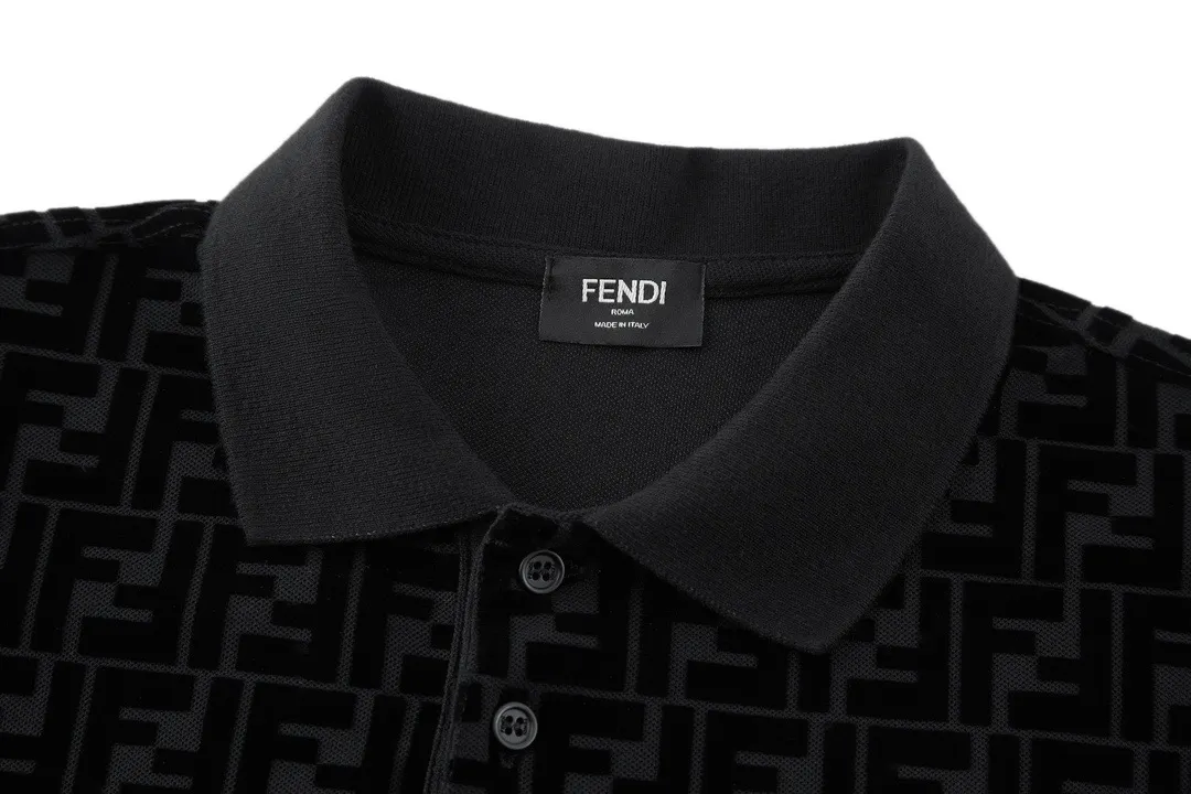 FF Monogram Flocked Cotton-Piqué Polo Shirt D21014176 — view 3