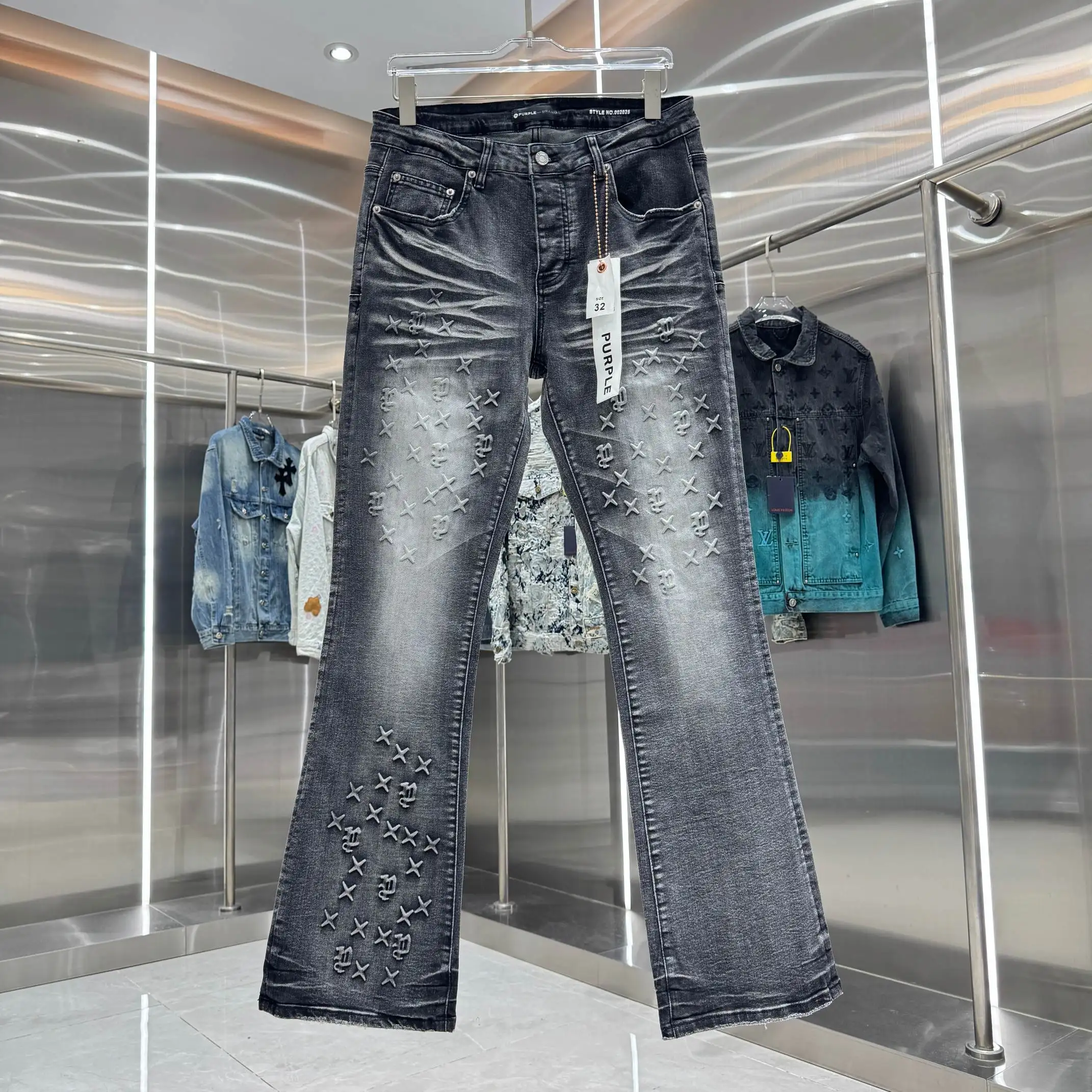 Purple Brand Embossed Flared Stretch Jeans D21019111